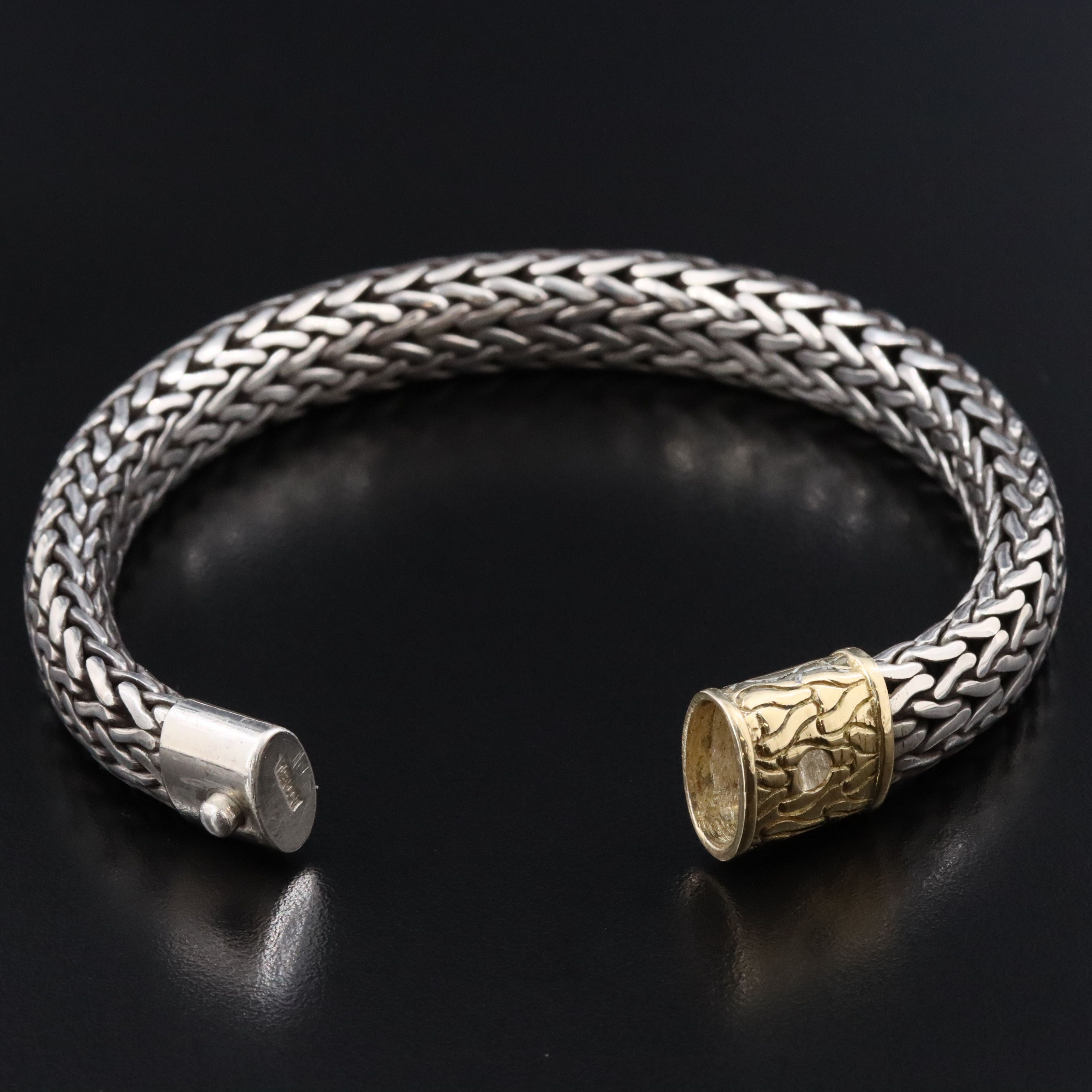 John Hardy Sterling Classic Chain Men's Bracelet with 18K Clasp