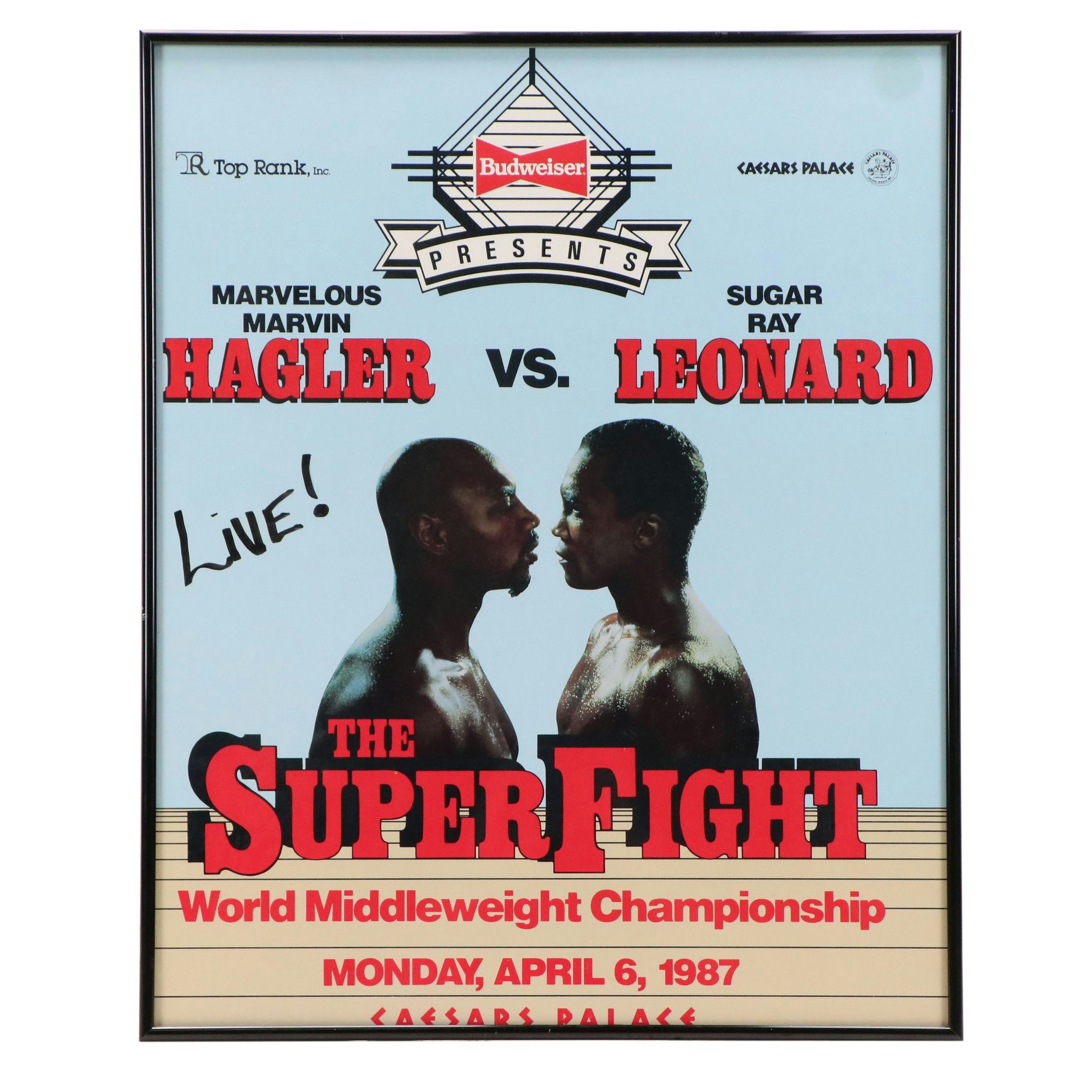 Offset Lithograph Poster for "The Super Fight - Hagler vs. Leonard," 1987