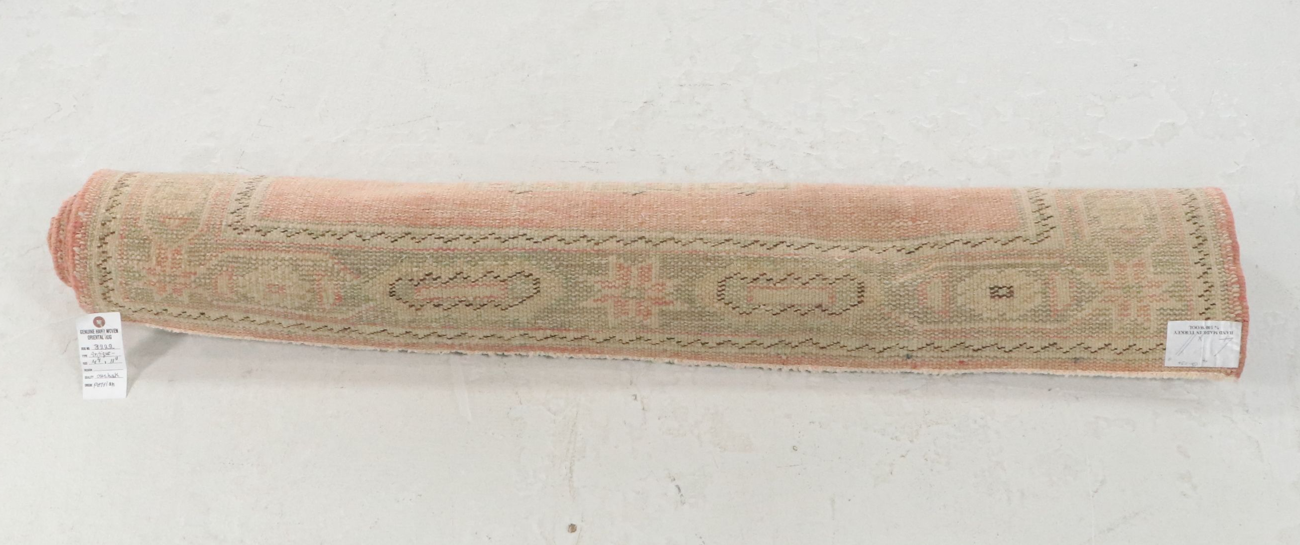 4'4 x 11'10 Hand-Knotted Turkish Anatolian Oushak Long Rug