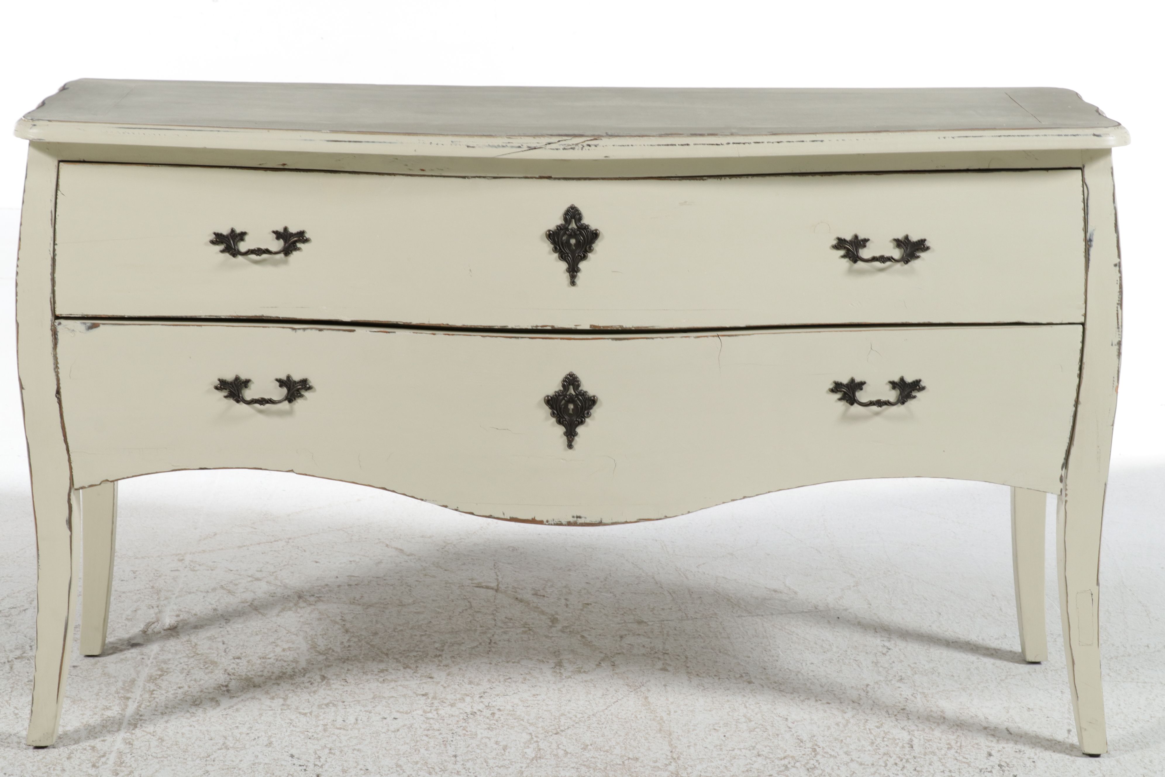 French Provincial Style Distressed Painted Commode, Mid to Late 20th Century