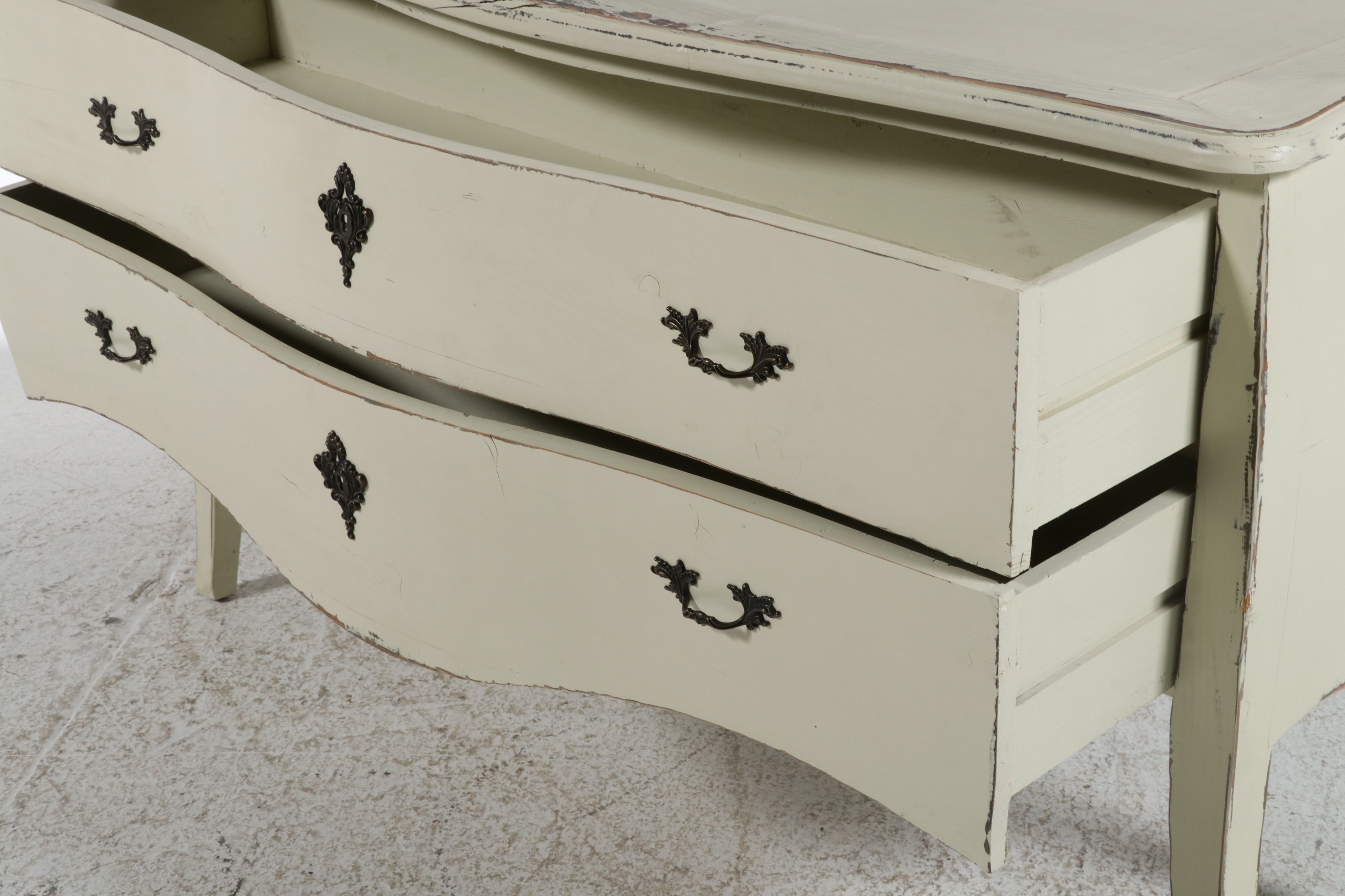 French Provincial Style Distressed Painted Commode, Mid to Late 20th Century