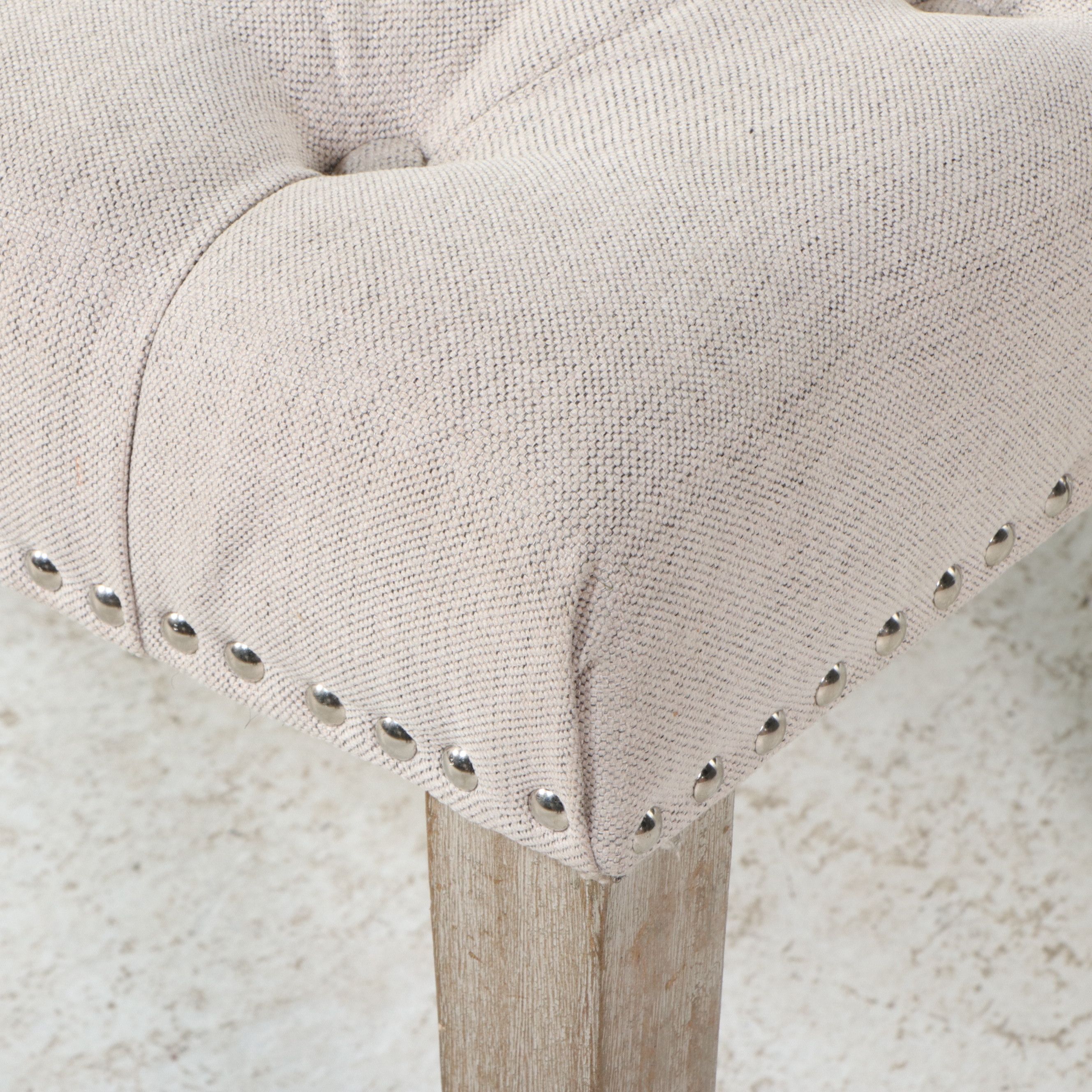 Hollywood Regency Style Tufted Fabric Bench with Nailhead Trim, 2021