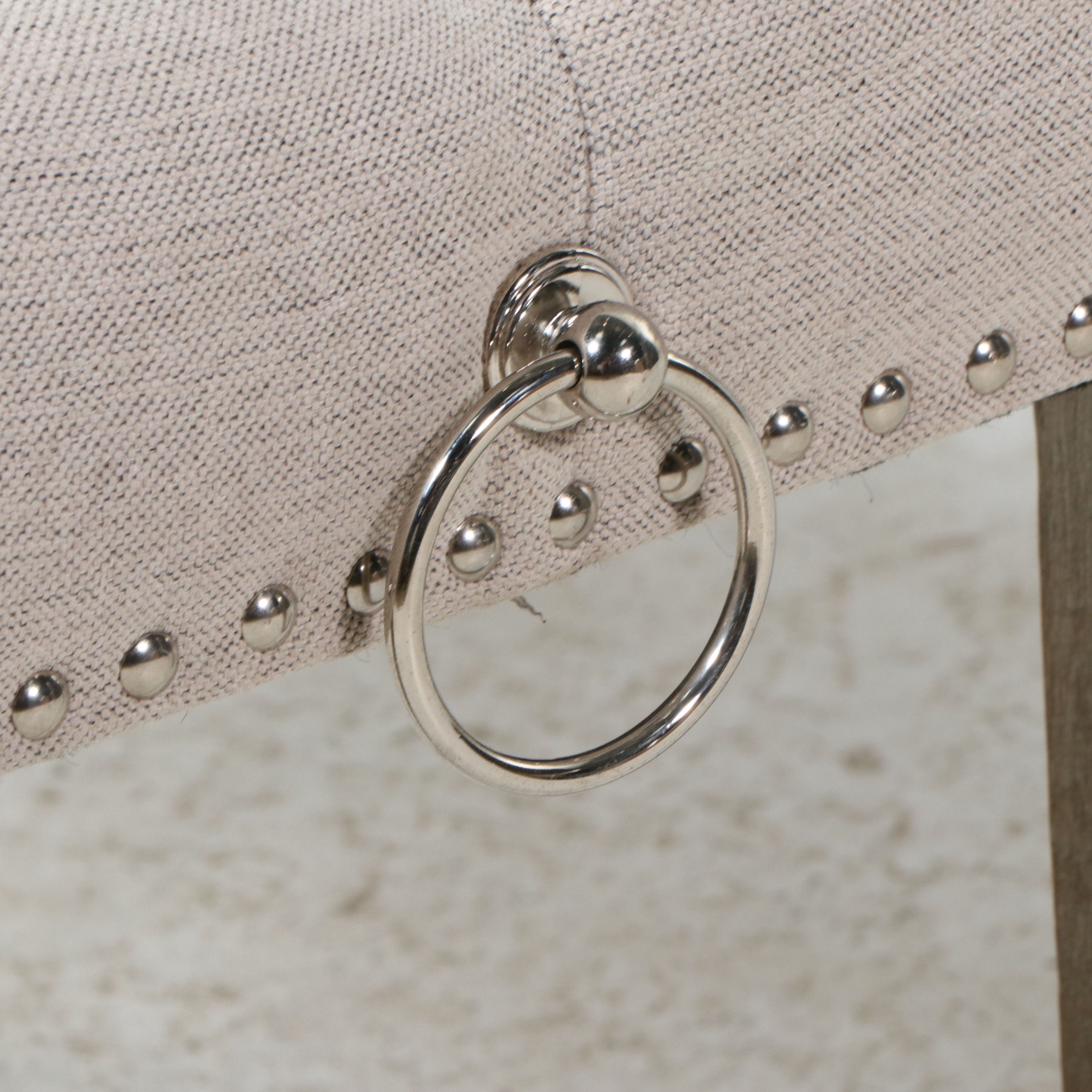 Hollywood Regency Style Tufted Fabric Bench with Nailhead Trim, 2021