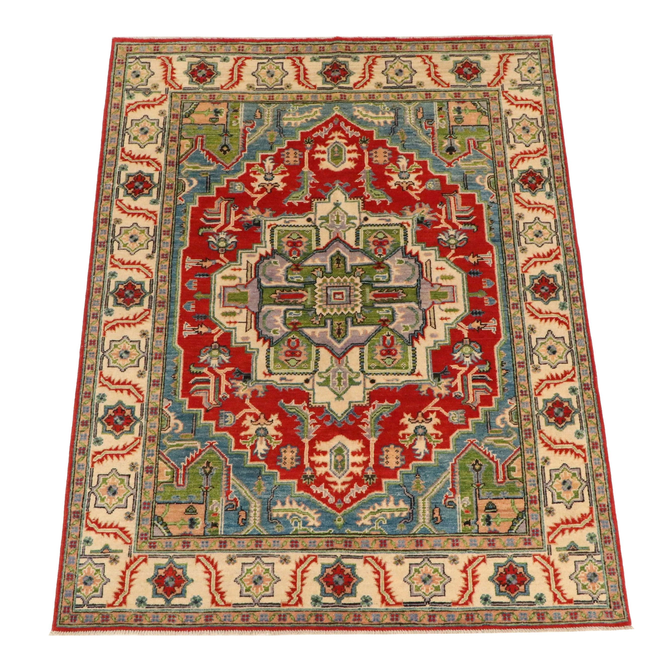 5'2 x 7'1 Hand-Knotted Afghan Kazak Area Rug