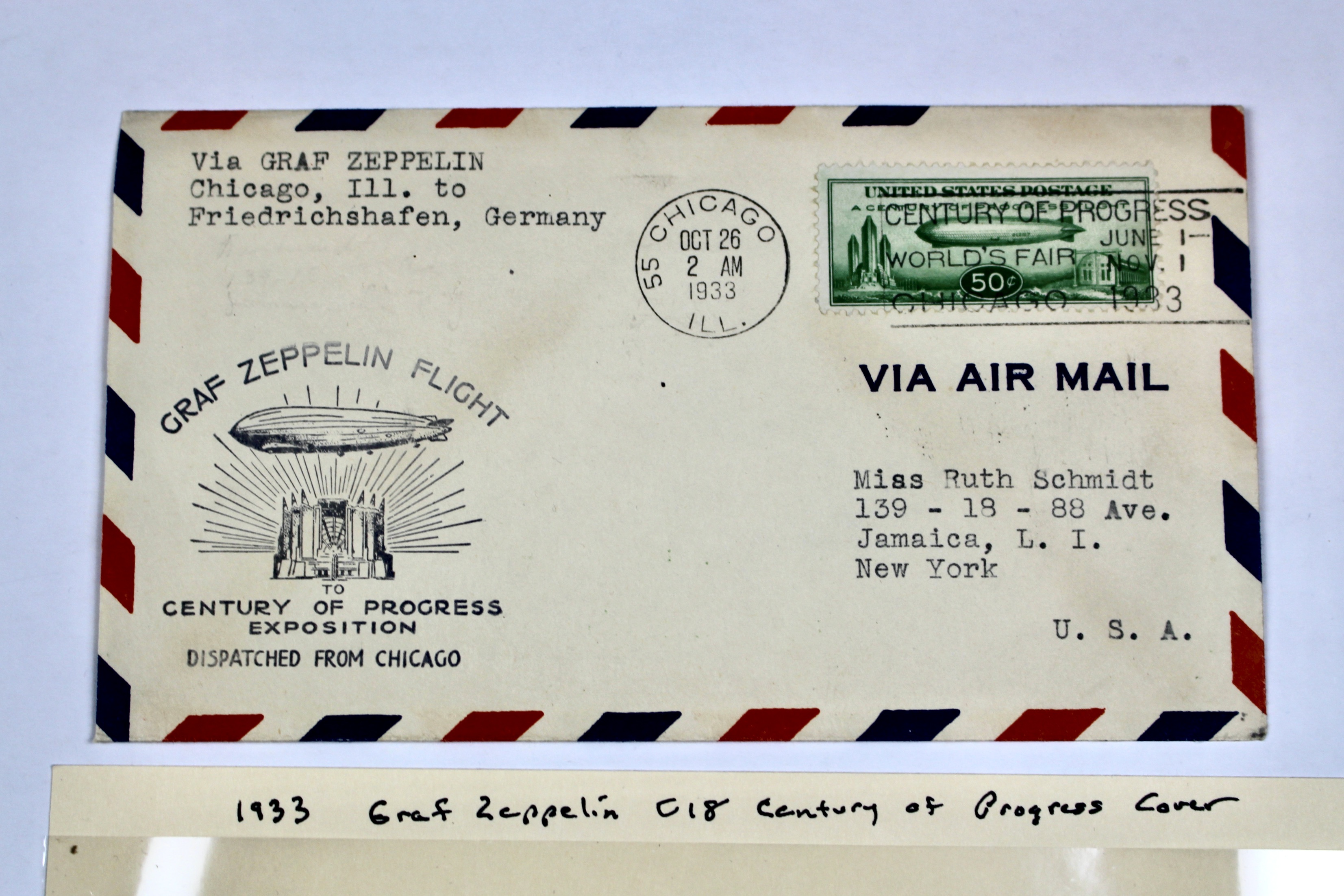 1933 Graf Zeppelin "Century of Progress" Postal Cover