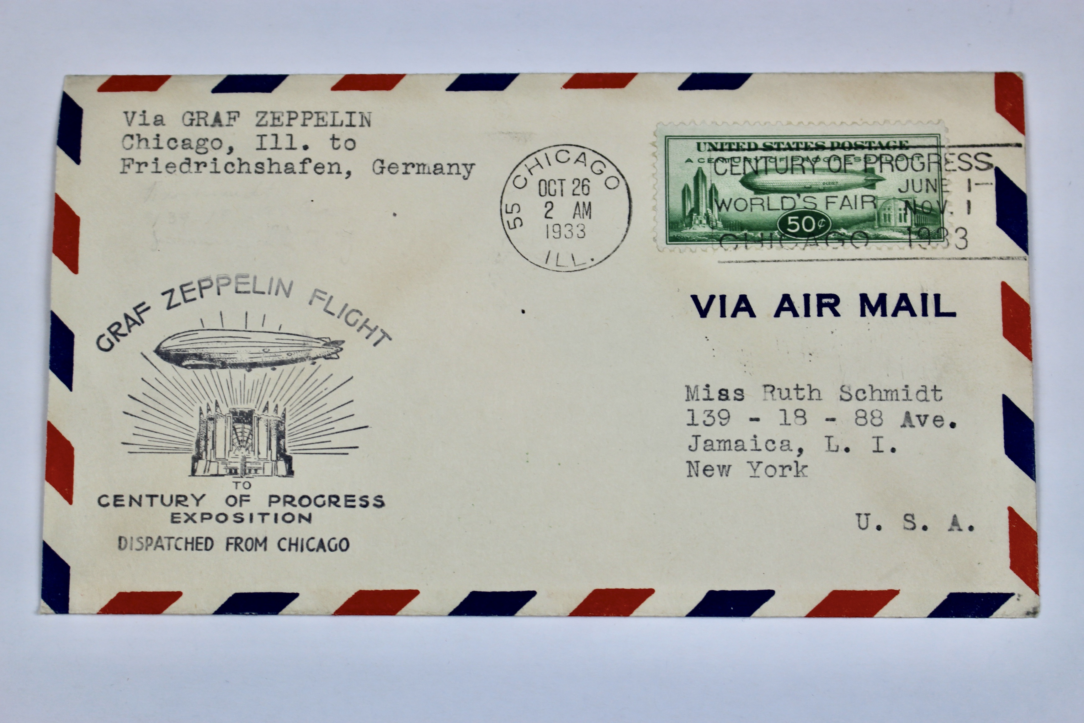 1933 Graf Zeppelin "Century of Progress" Postal Cover