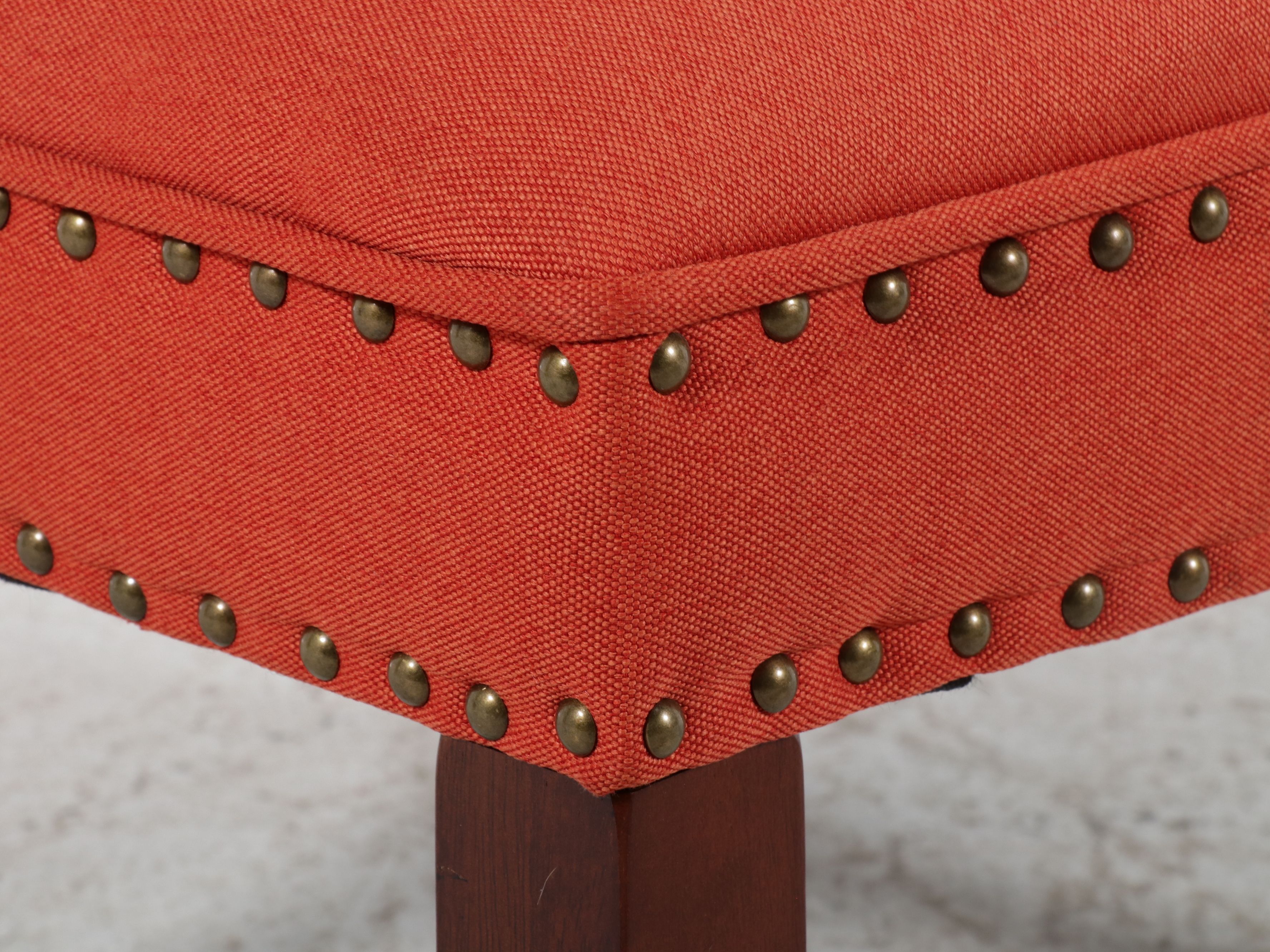 Pair of Hollywood Regency Style Tufted Orange Slipper Chairs, 21st Century