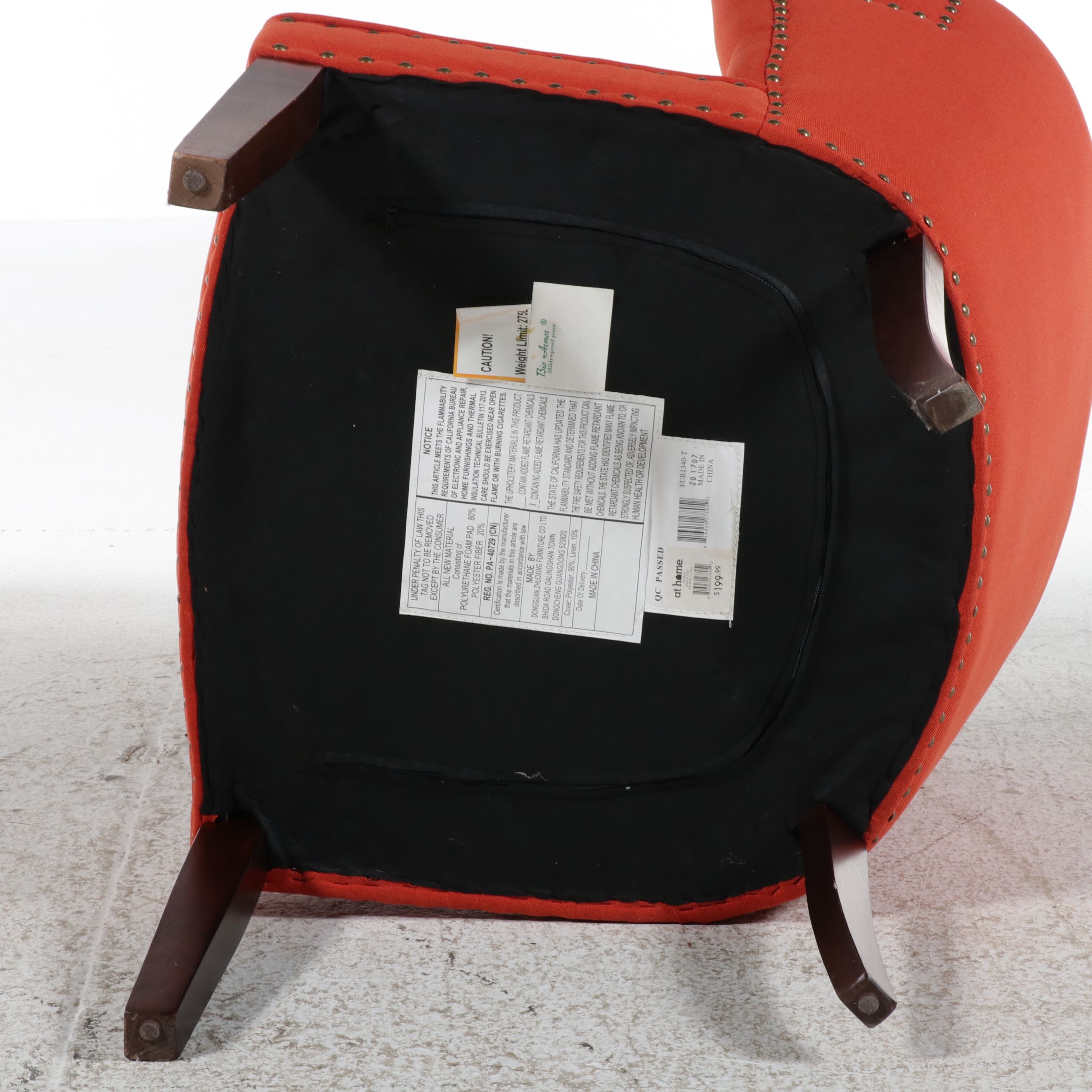 Pair of Hollywood Regency Style Tufted Orange Slipper Chairs, 21st Century