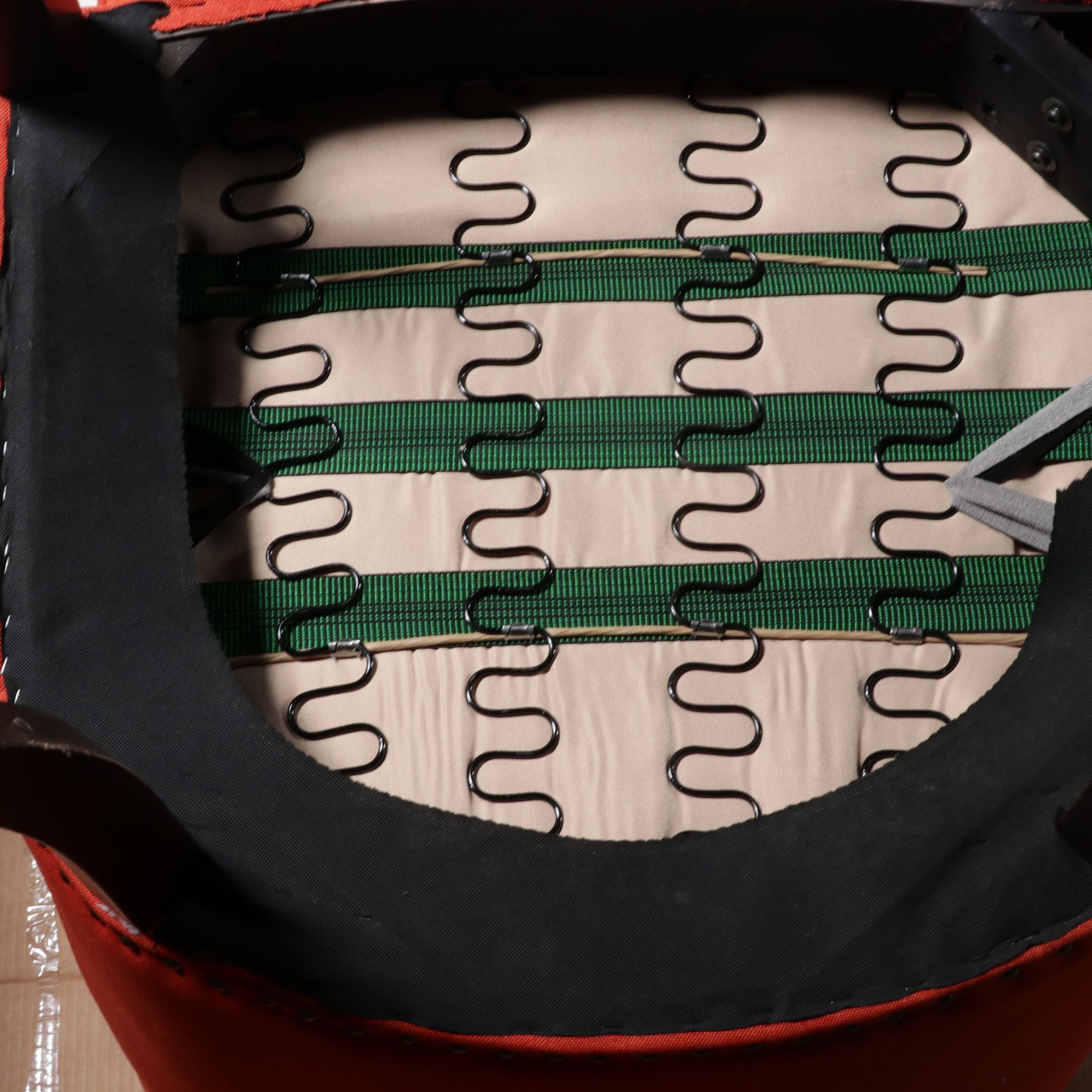 Pair of Hollywood Regency Style Tufted Orange Slipper Chairs, 21st Century