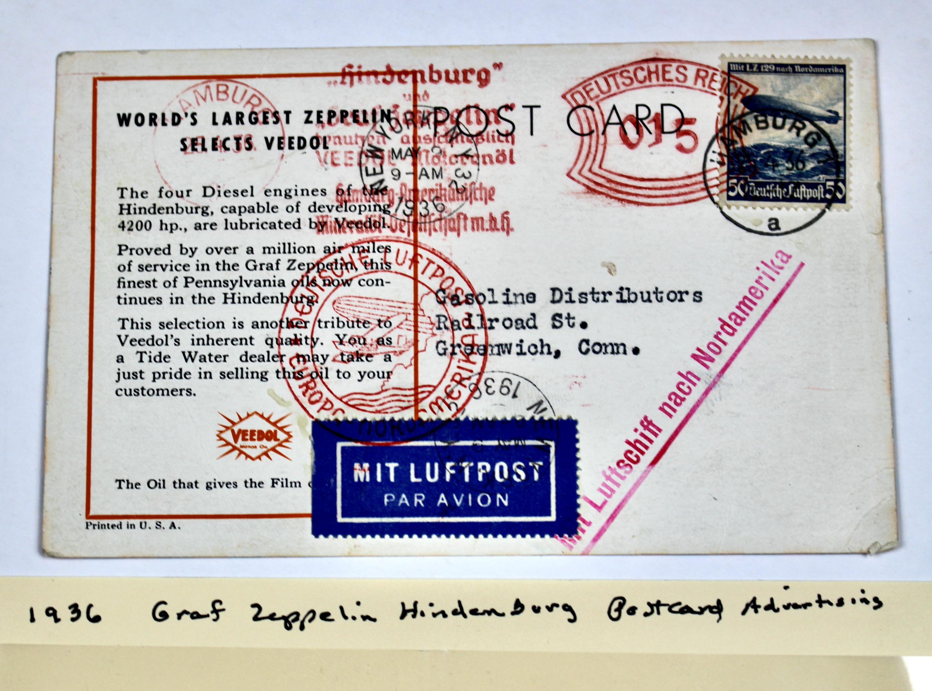 1936 Graf Zeppelin Hindenburg Advertising Postcard