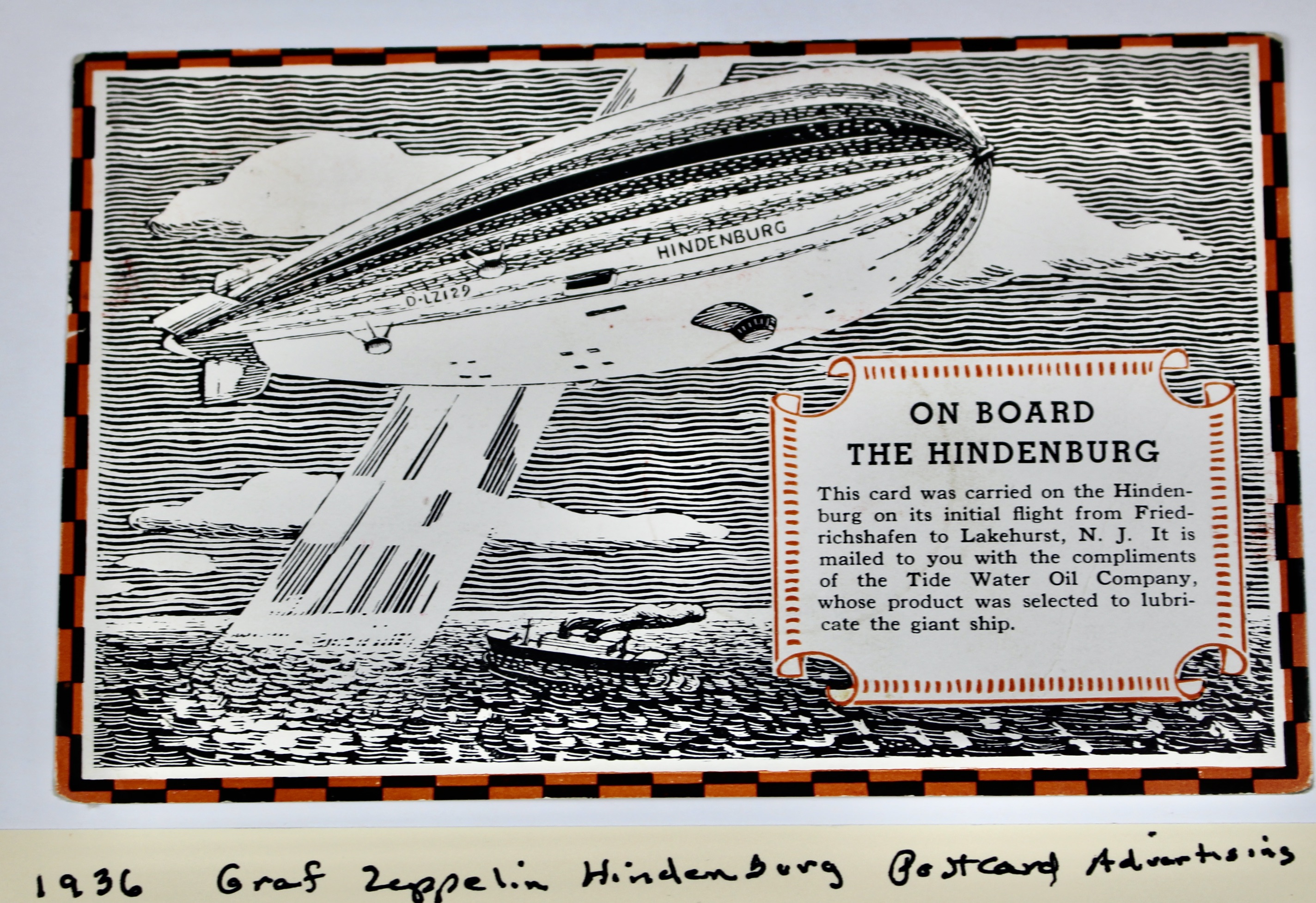 1936 Graf Zeppelin Hindenburg Advertising Postcard