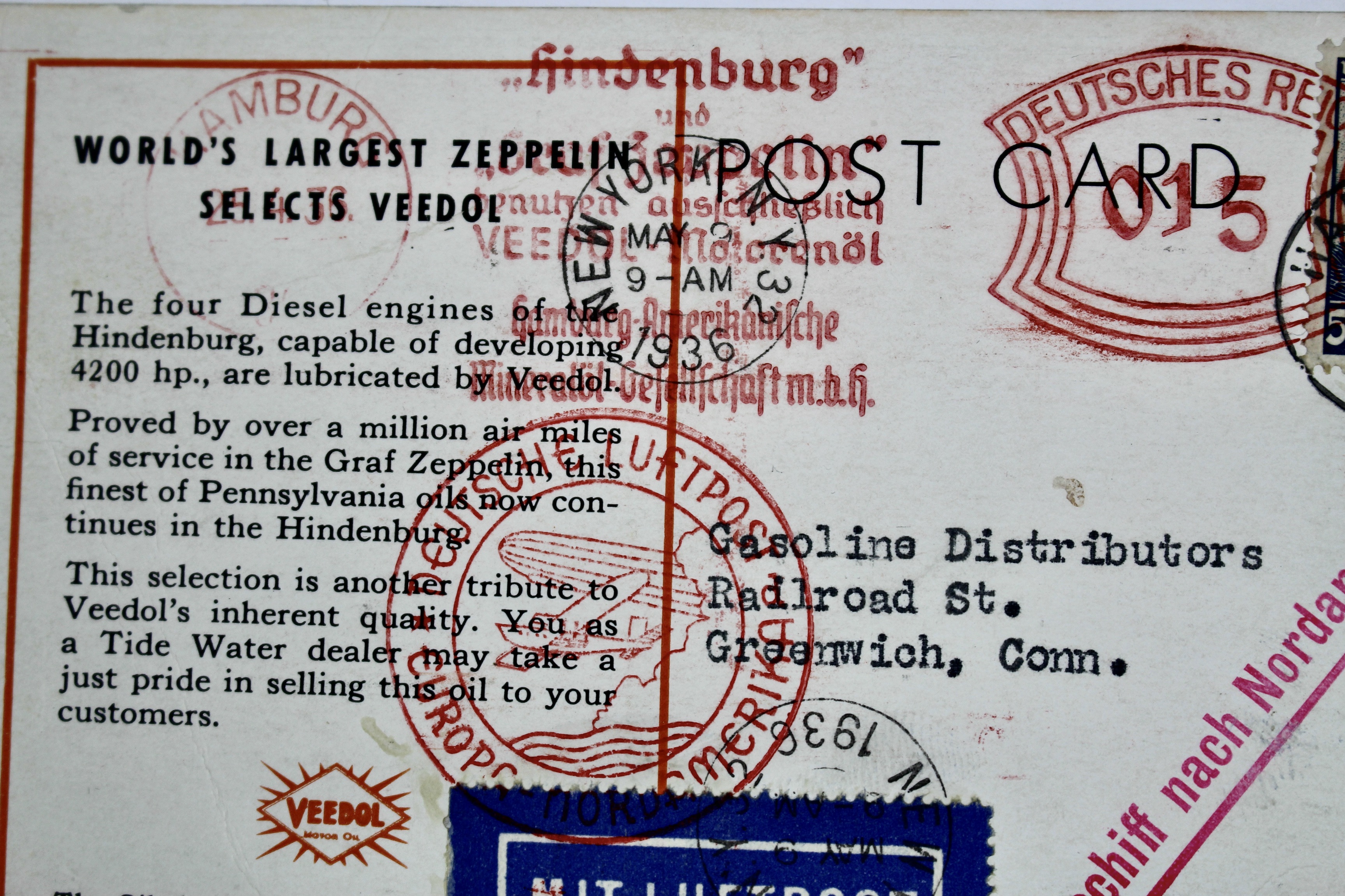 1936 Graf Zeppelin Hindenburg Advertising Postcard