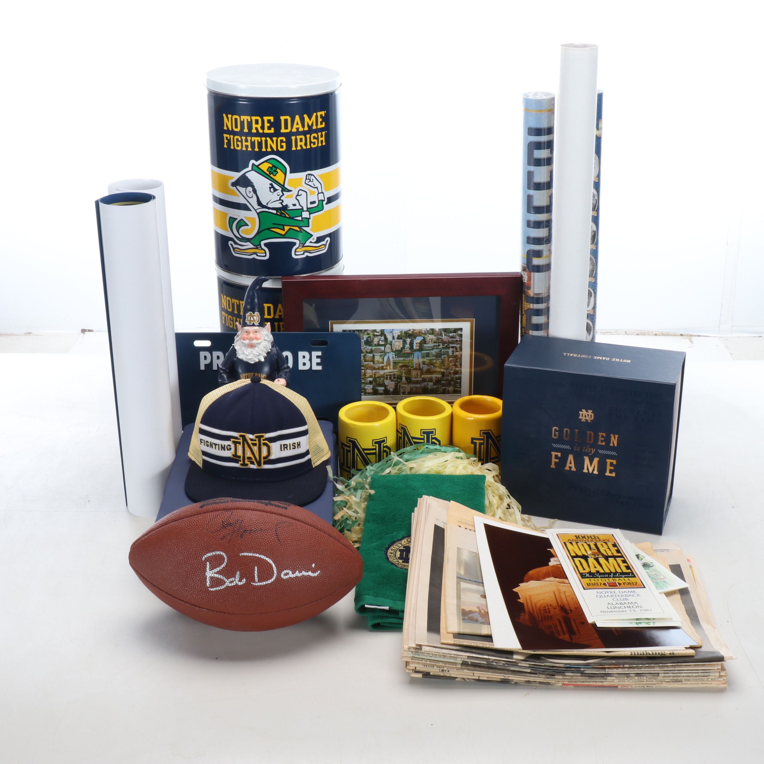 Collection of University of Notre Dame Memorabilia, Including Signed Football