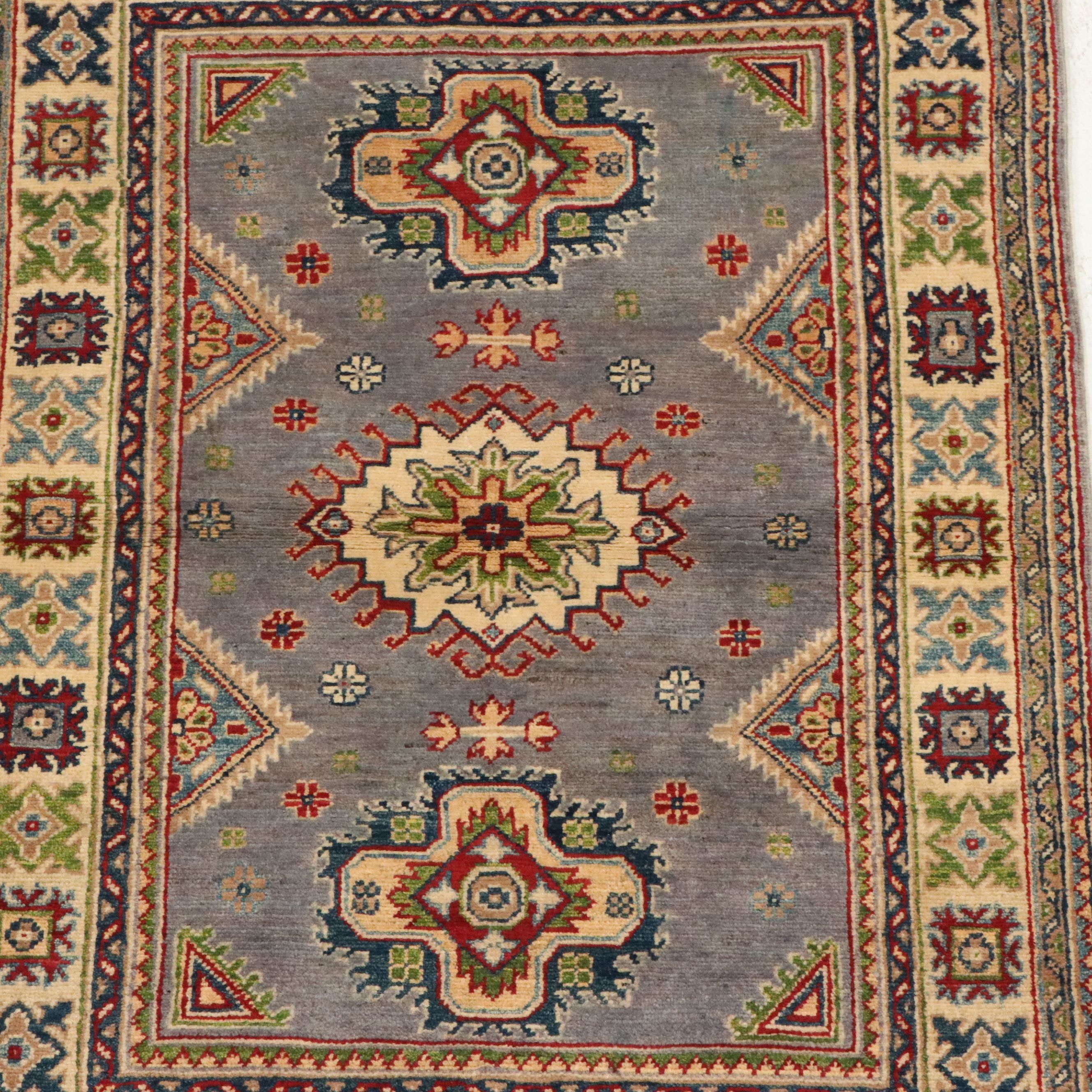 3'6 x 5'1 Hand-Knotted Pakistani Kazak Style Accent Rug