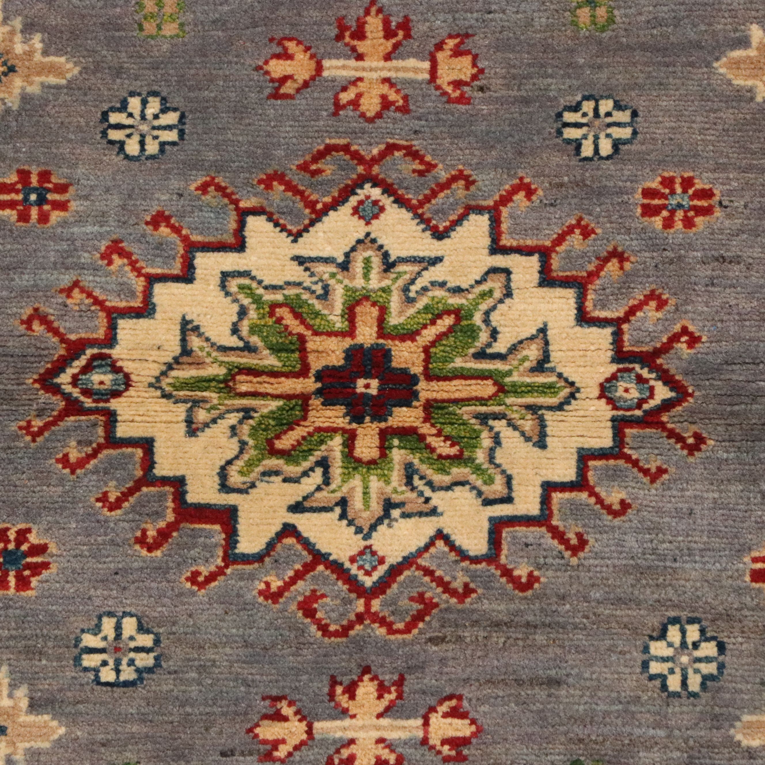 3'6 x 5'1 Hand-Knotted Pakistani Kazak Style Accent Rug