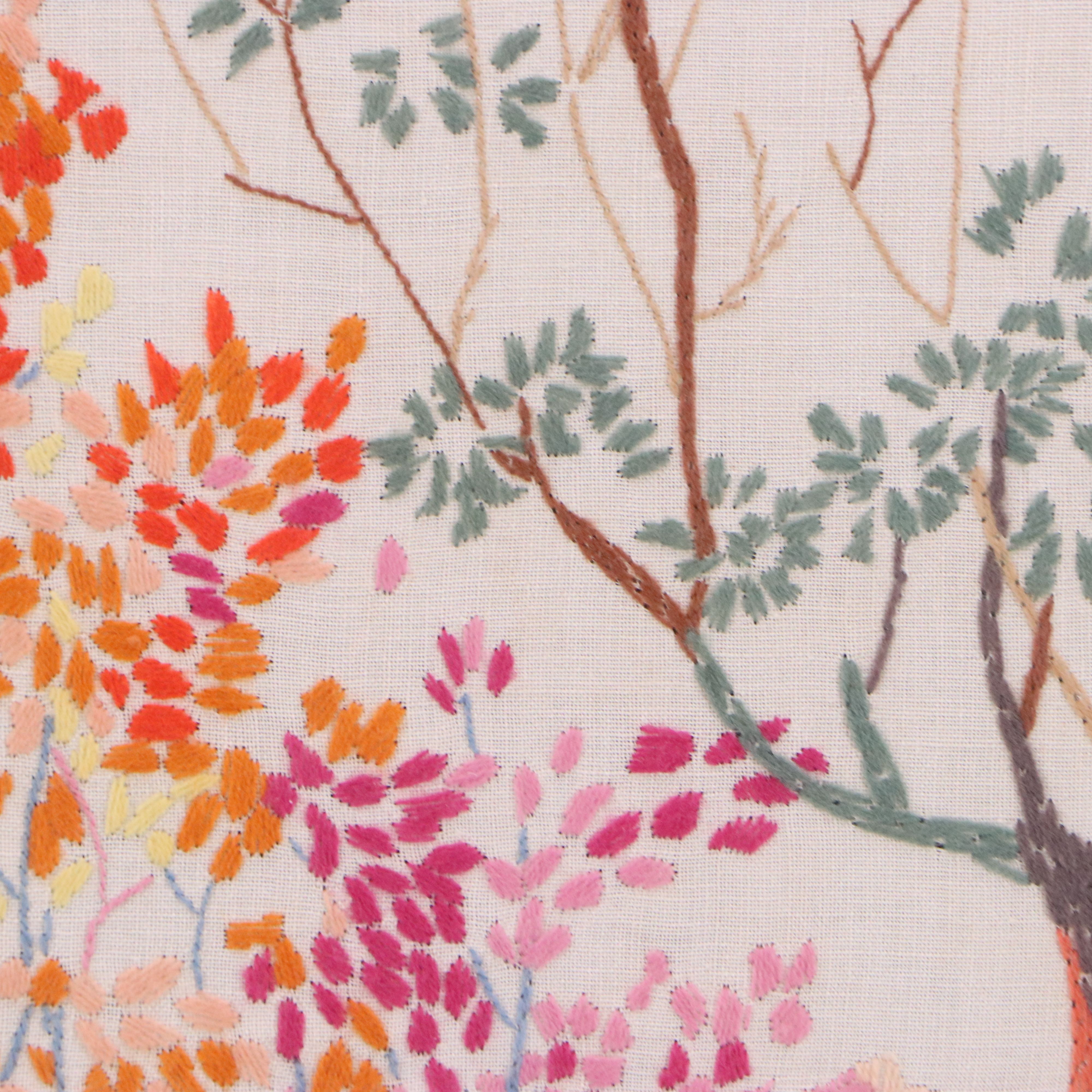 Crewel Work Embroidery of Farm Landscape, Mid to Late 20th Century