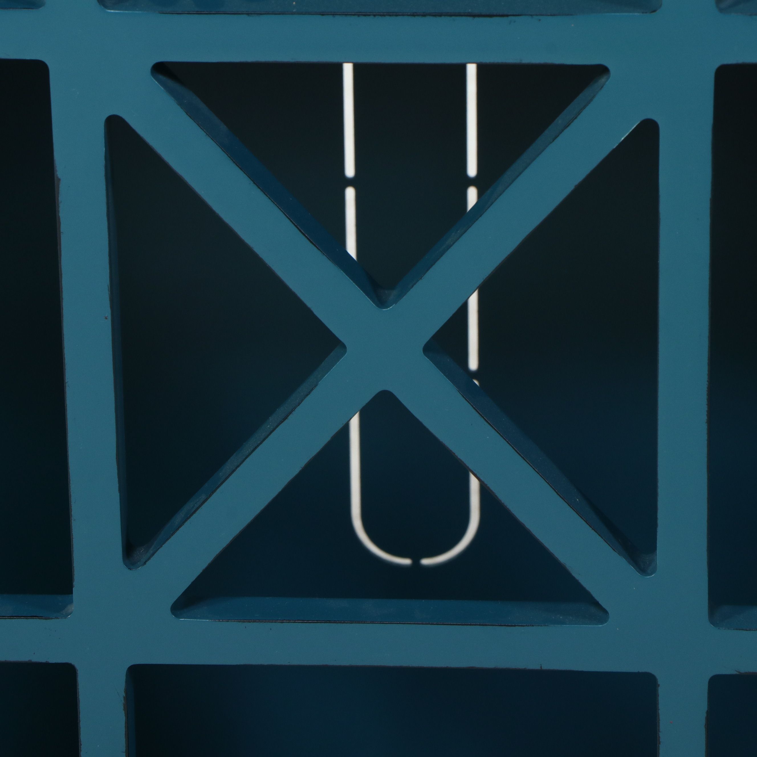 Walker Edison Contemporary Hollywood Regency Style "Fretwork" Teal Cabinet