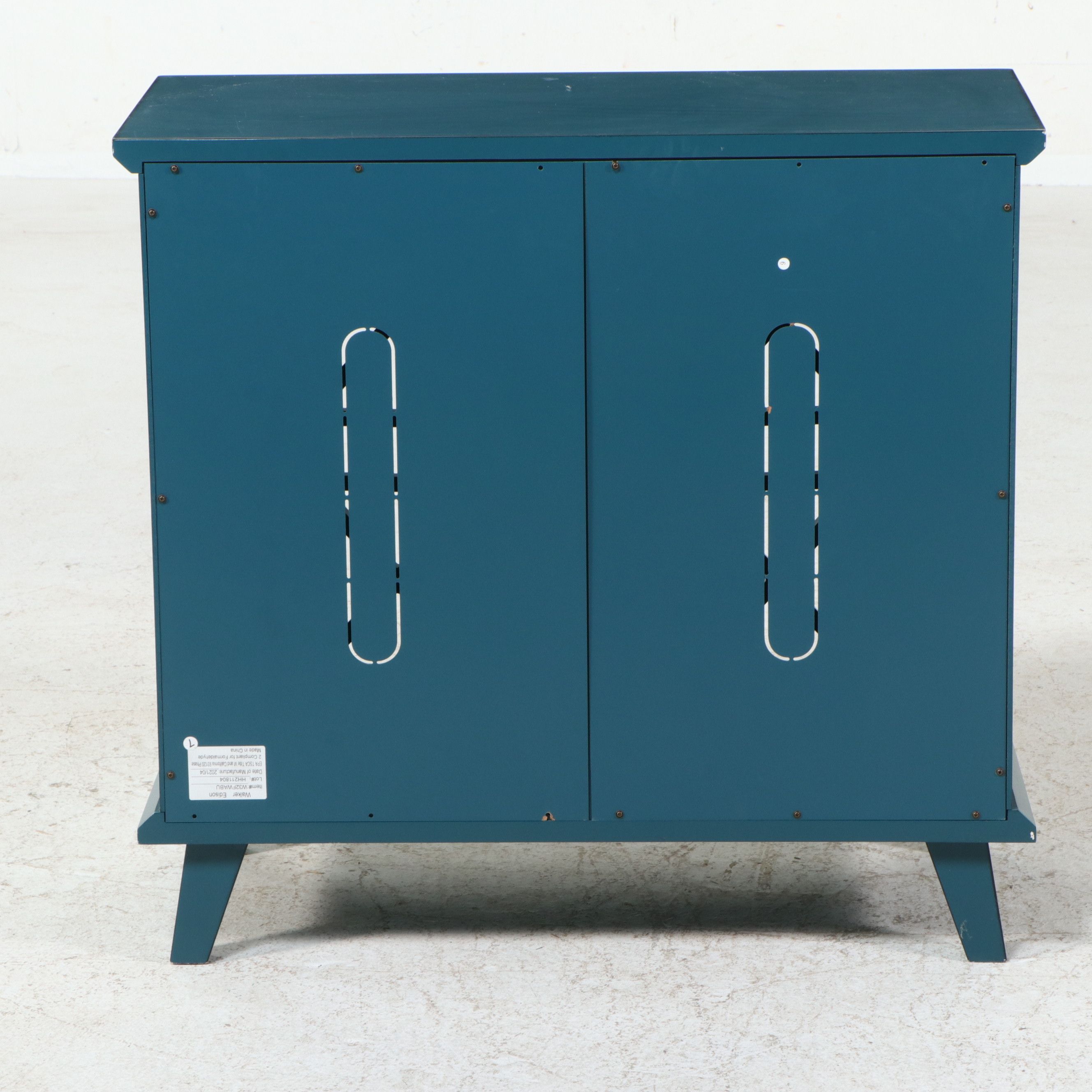 Walker Edison Contemporary Hollywood Regency Style "Fretwork" Teal Cabinet