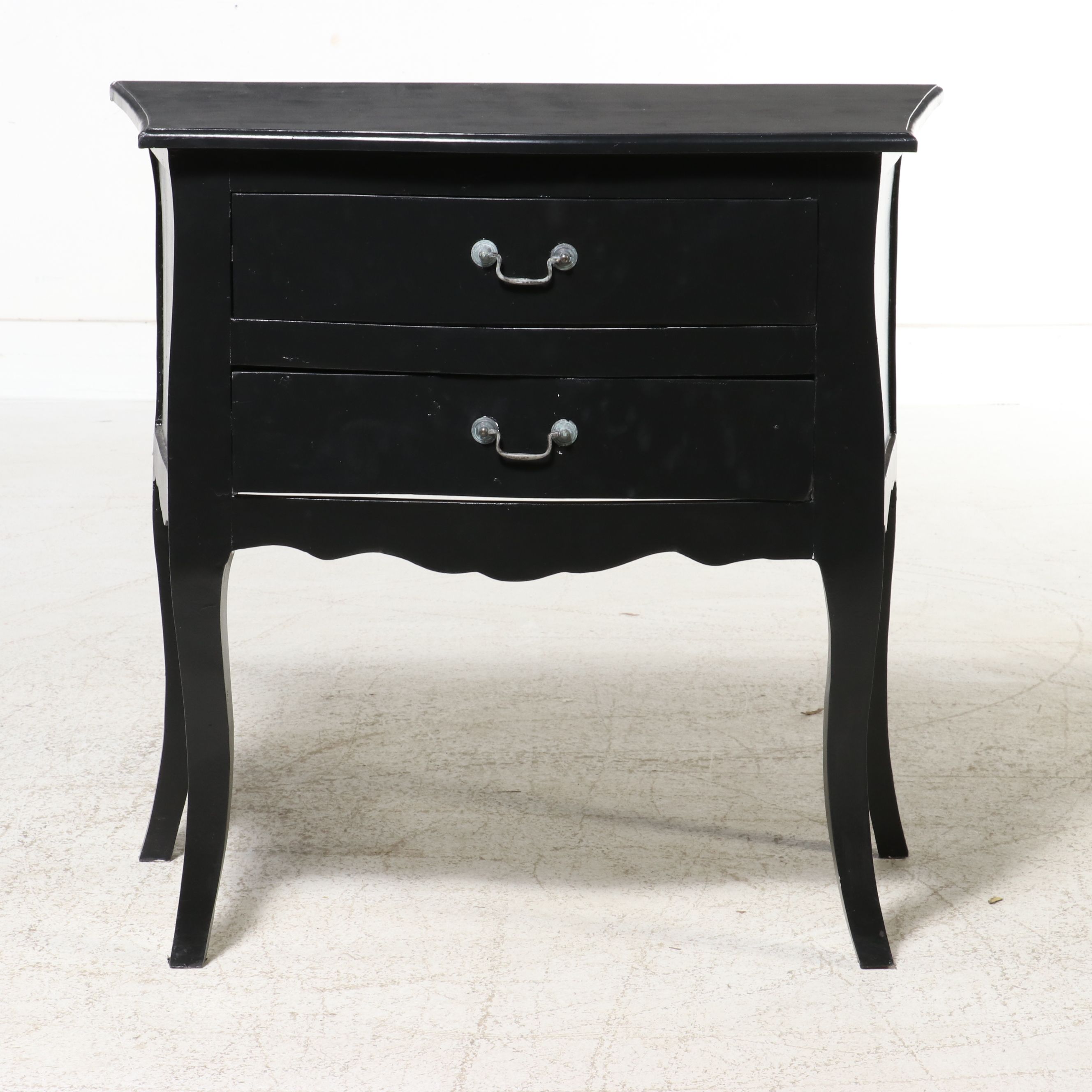 French Provincial Style Petite Black Commode, Late 20th/Early 21st Century