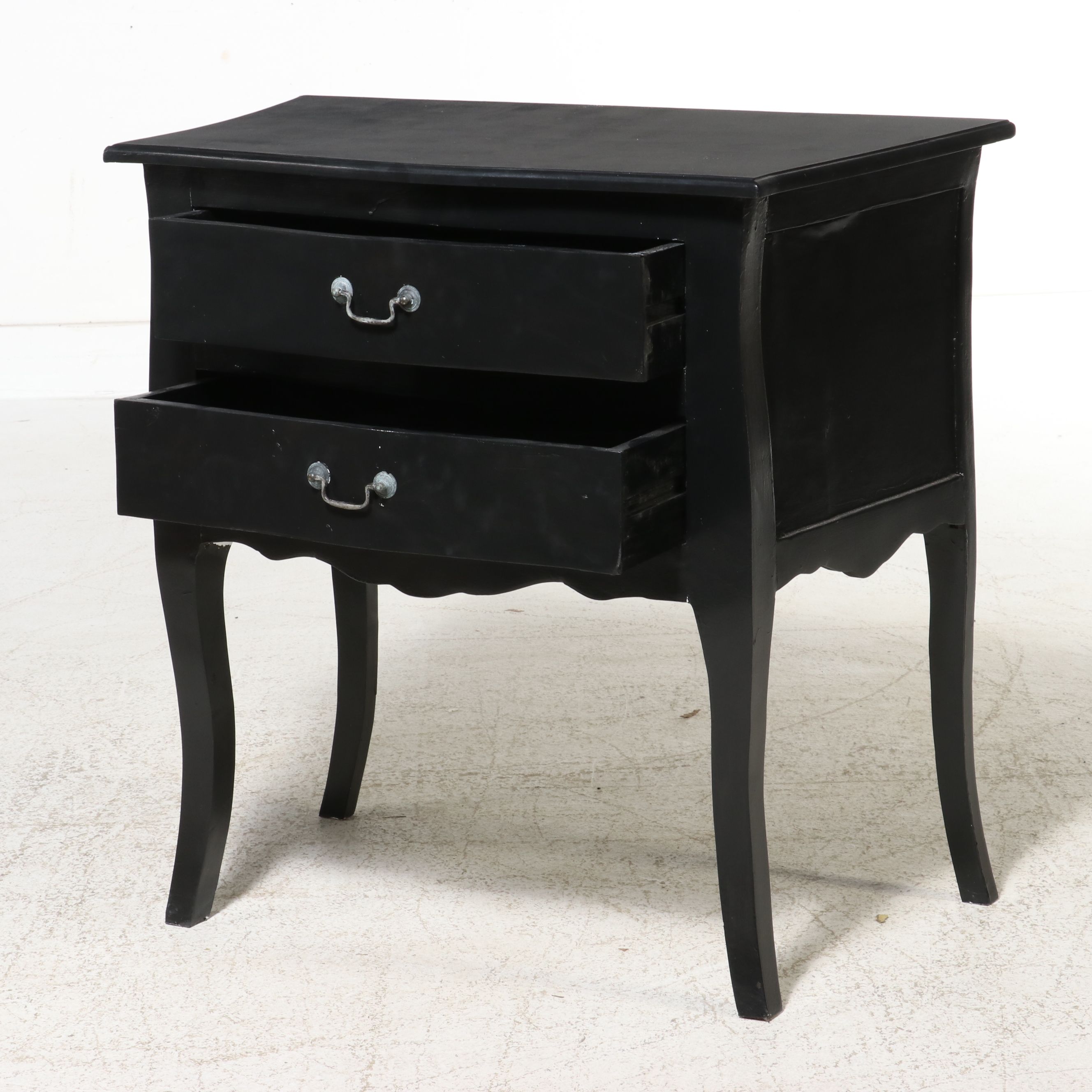 French Provincial Style Petite Black Commode, Late 20th/Early 21st Century