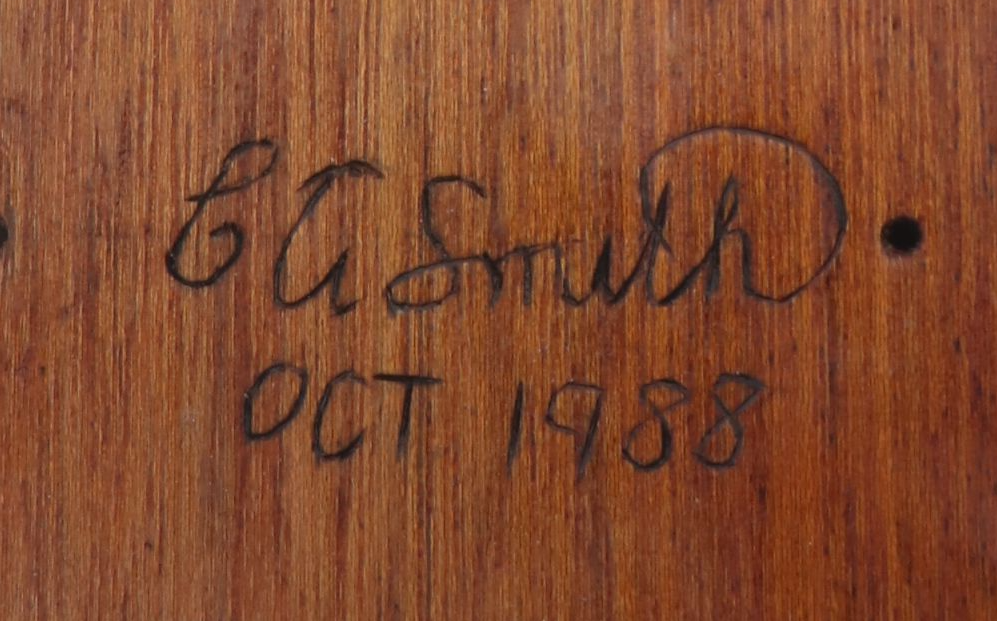 C. G. Smith Hand-Carved Wooden Bird on Branch, 1988