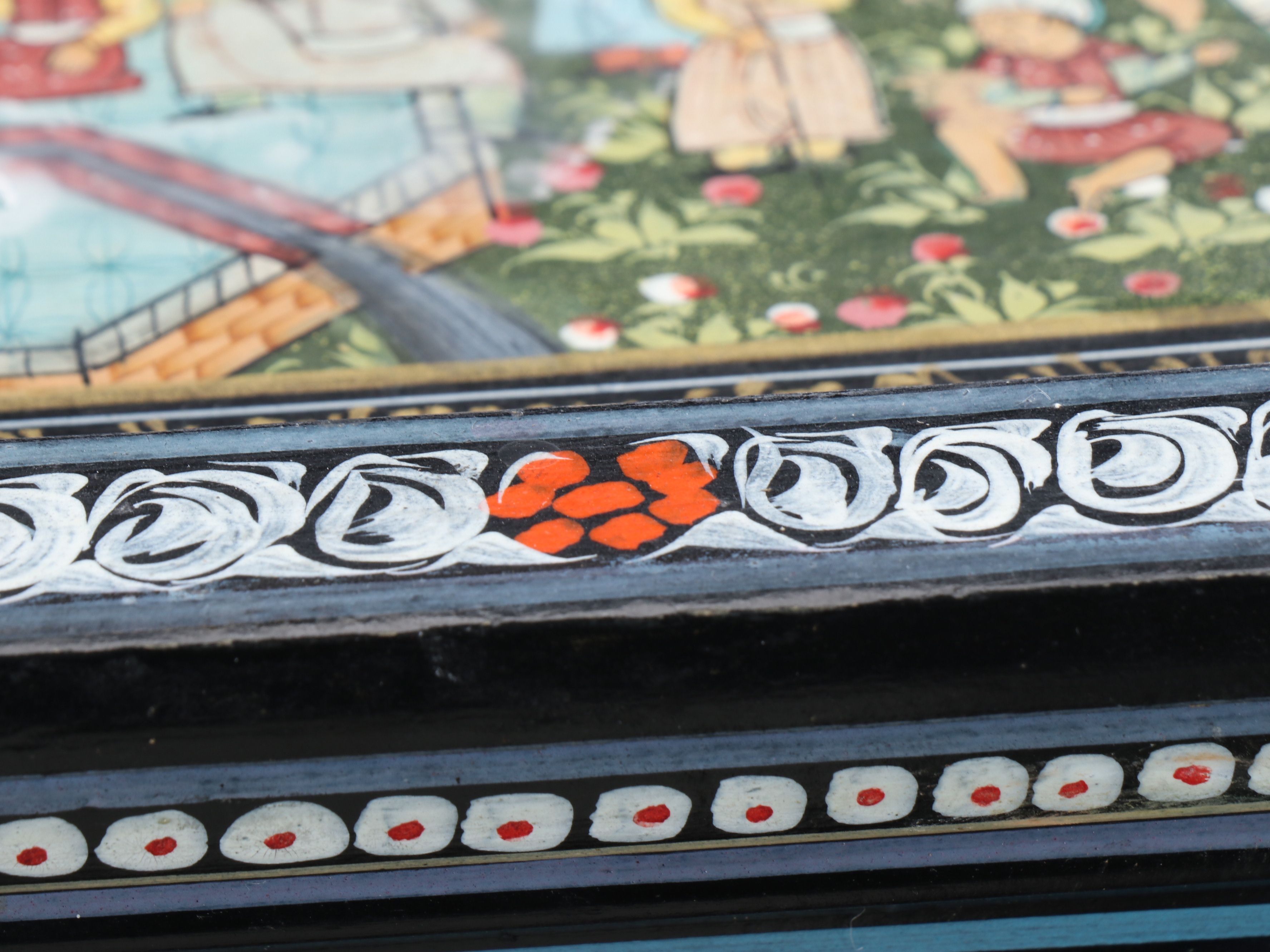 Indo-Persian Hand-Painted Polychrome Corner Cabinet, Late 20th Century