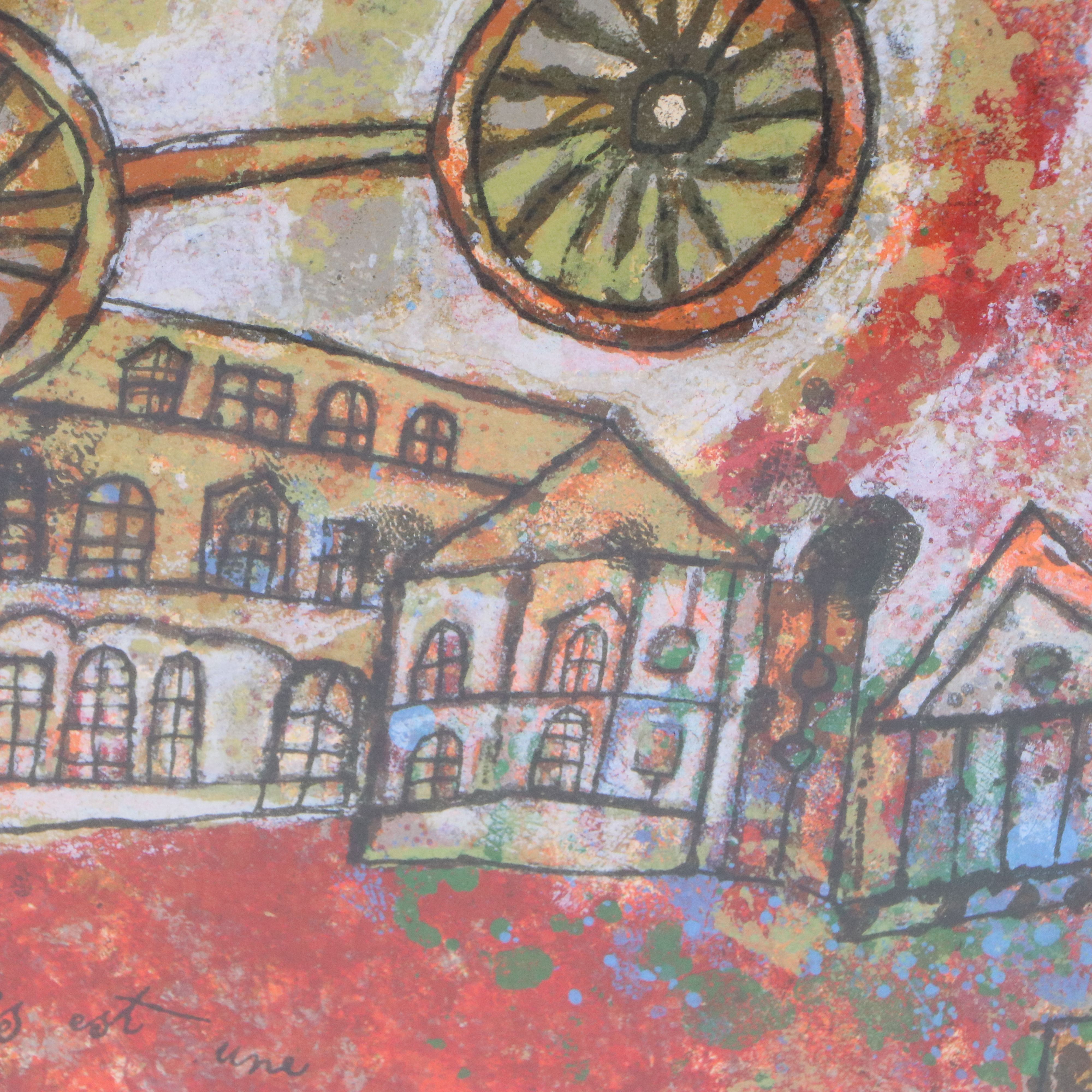 Theo Tobiasse Lithograph "Paris est une ville san mémoire"