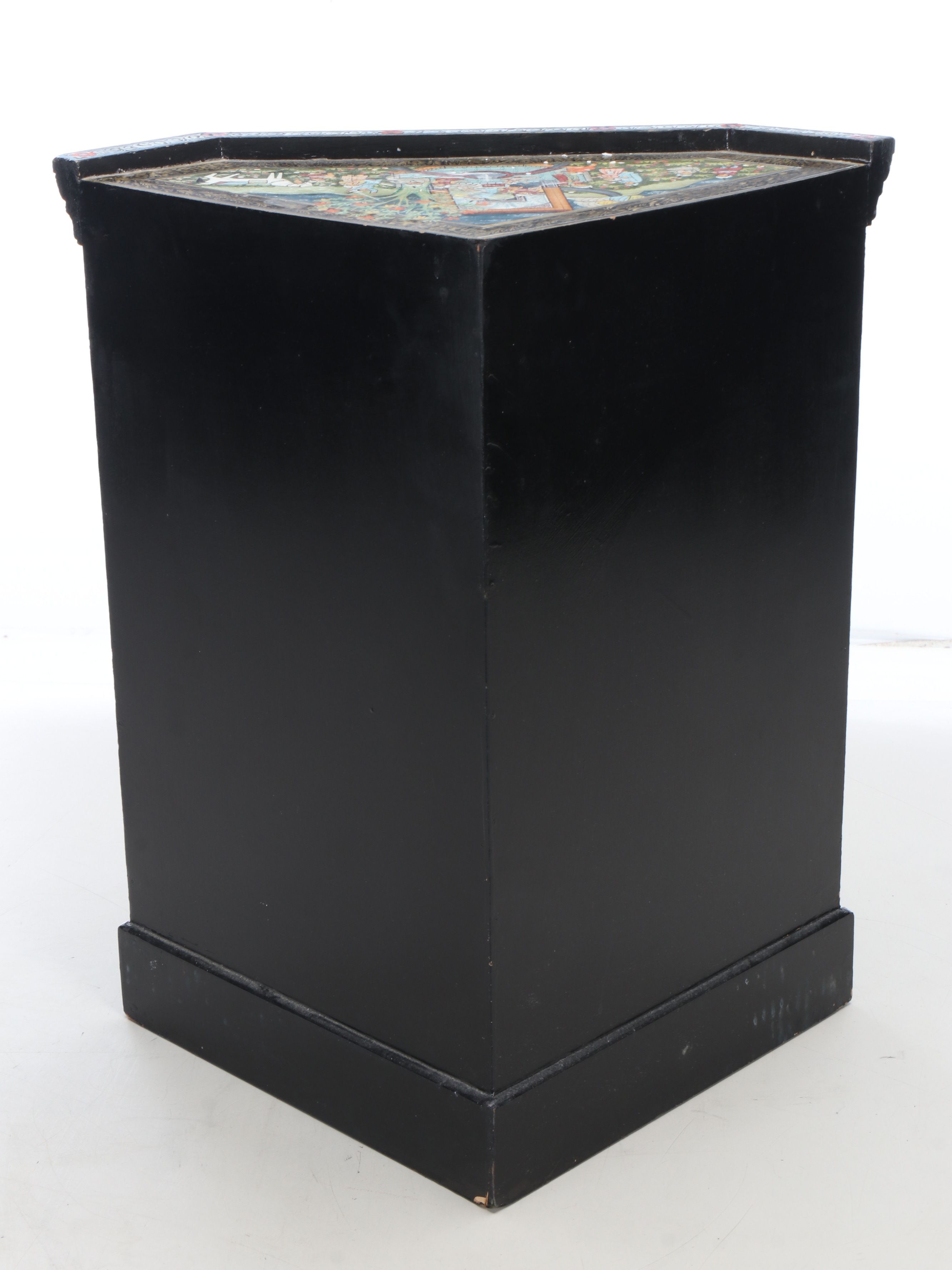 Indo-Persian Hand-Painted Polychrome Corner Cabinet, Late 20th Century