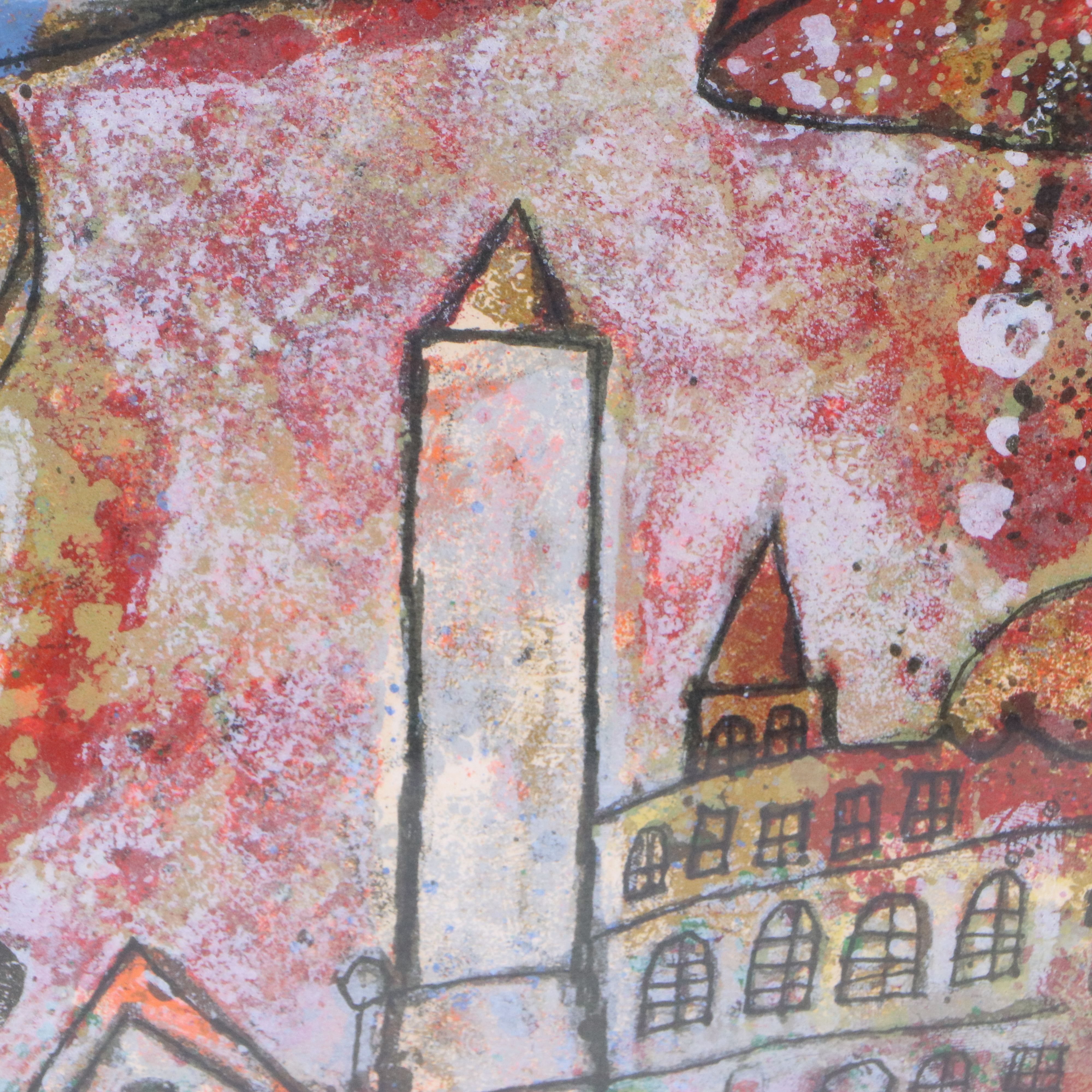 Theo Tobiasse Lithograph "Paris est une ville san mémoire"