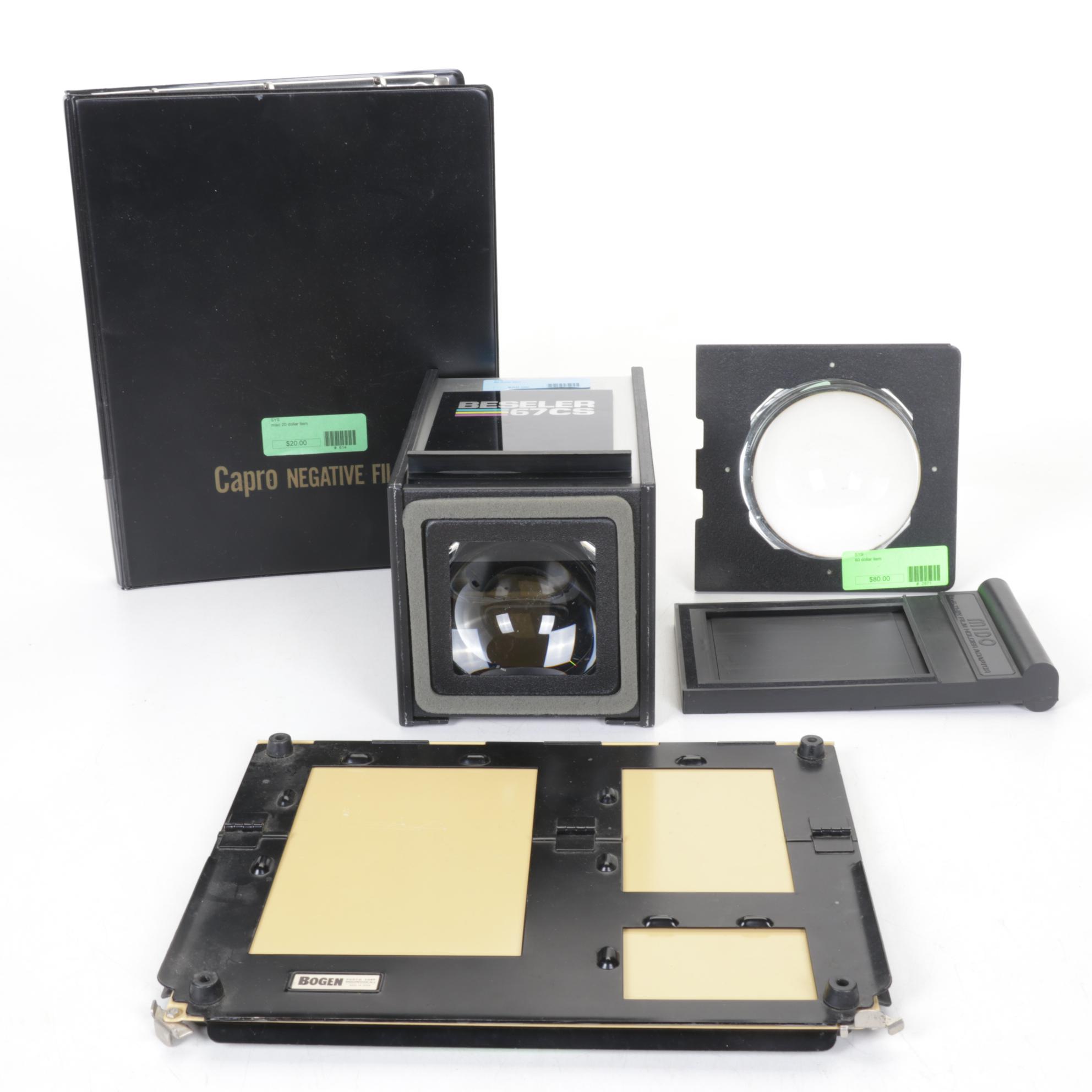 Beseler 67CS Lamphouse with Negative File Binder & More Enlarger Accessories