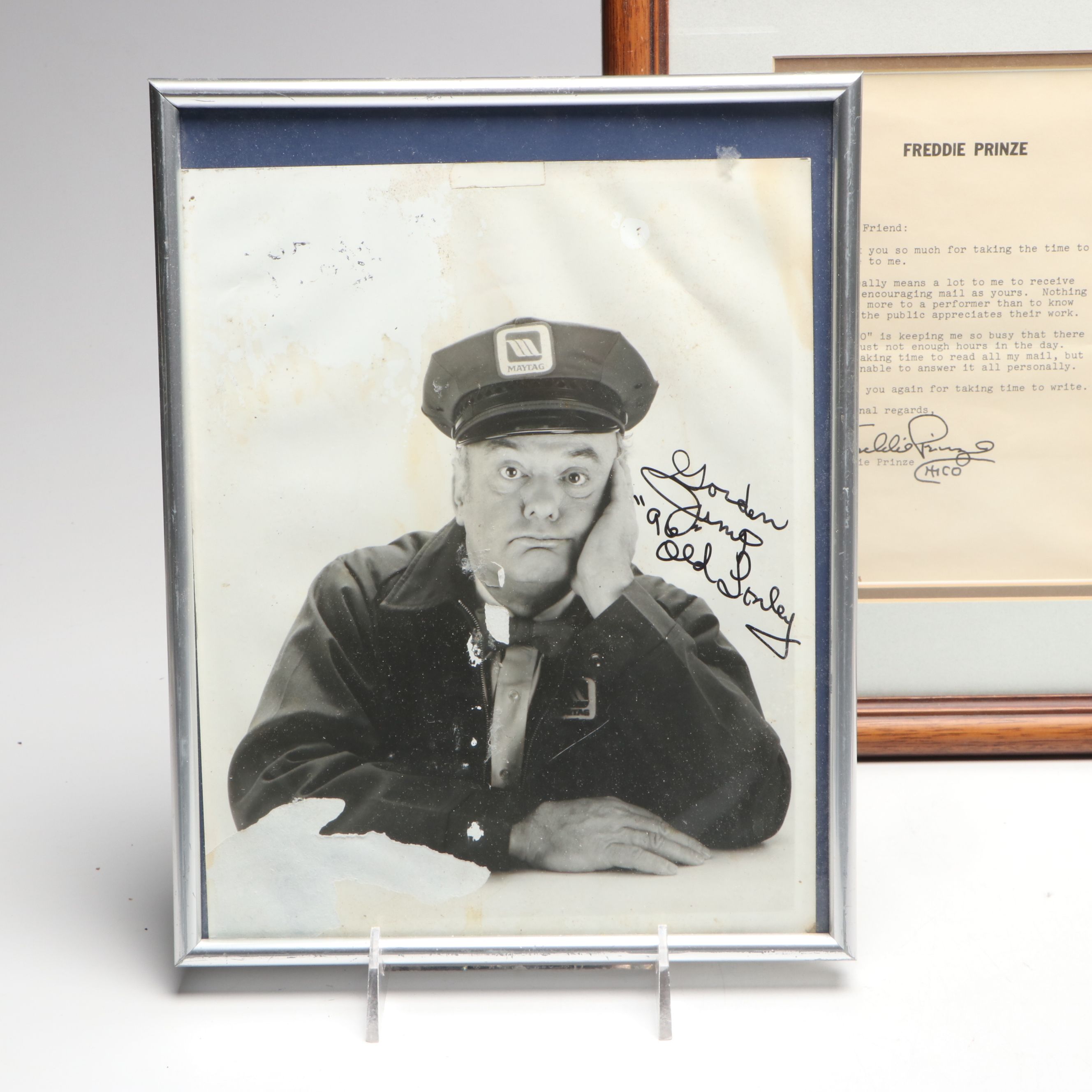 Freddie Prinze, Jon Voight and Gordon Jump Signed Portrait Prints and Dollar