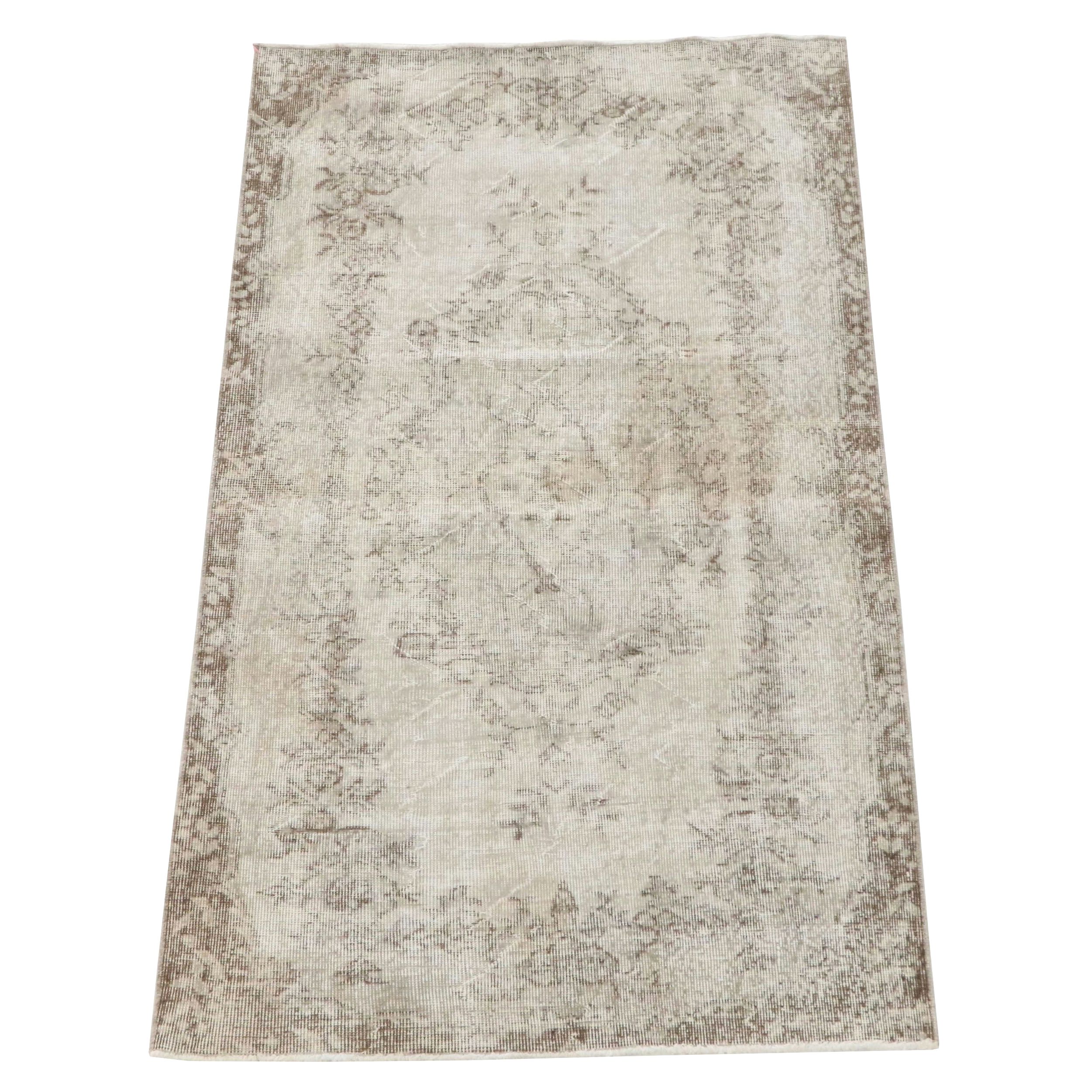 3'6 x 7'5 Hand-Knotted and Shorn Turkish Oushak Area Rug