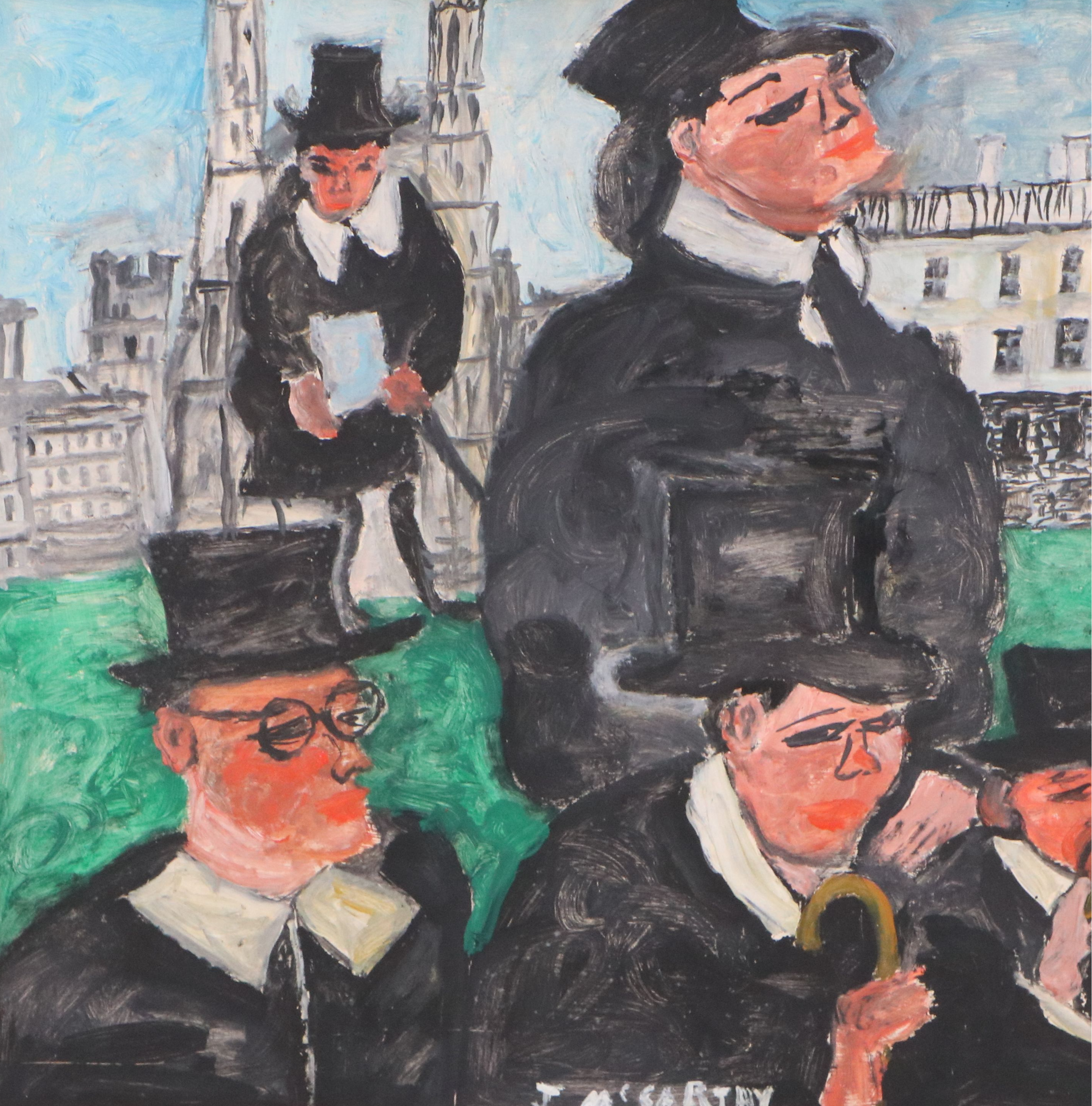 Justin McCarthy Oil Painting "Top Hats," 1964