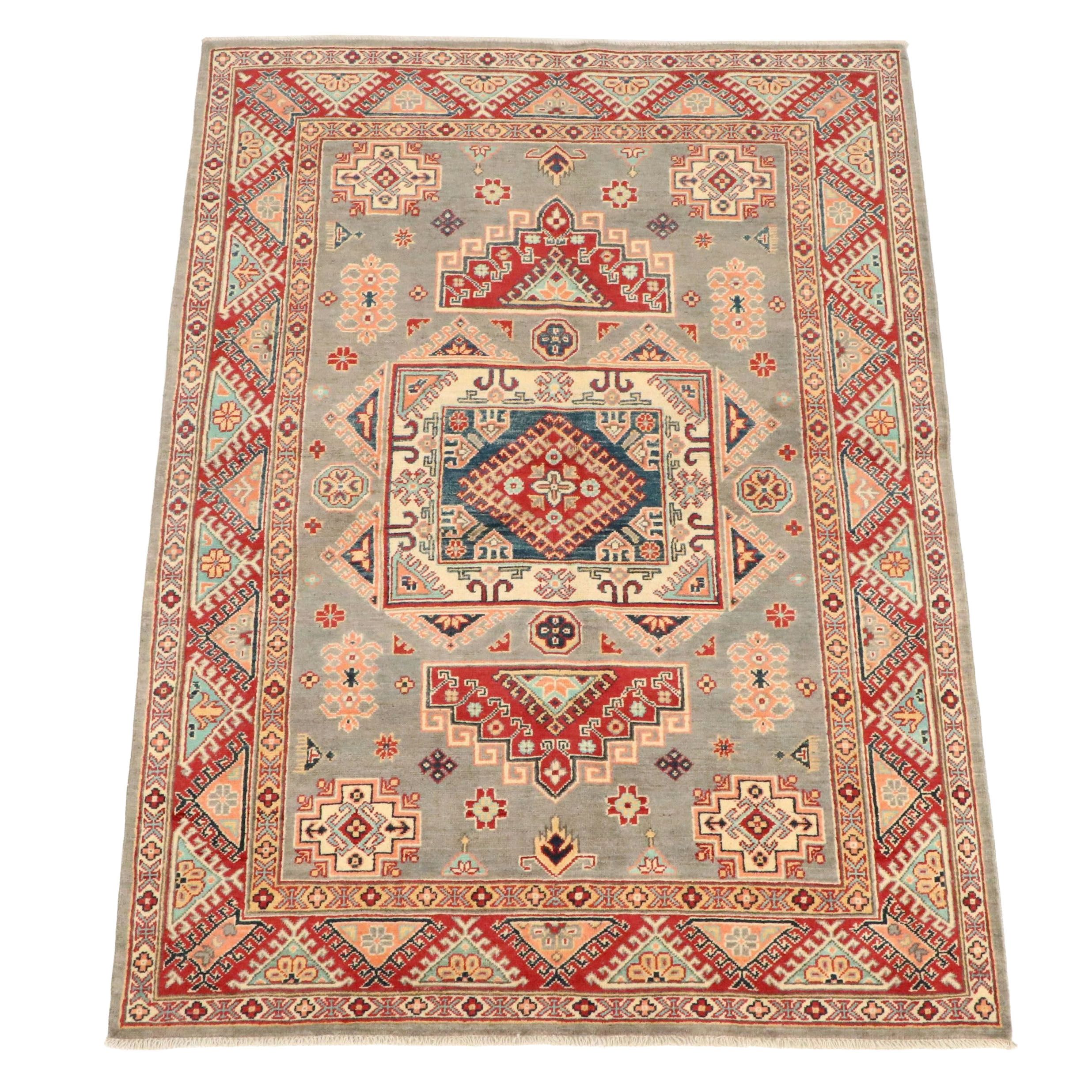 4'11 x 7'2 Hand-Knotted Afghan Kazak Area Rug