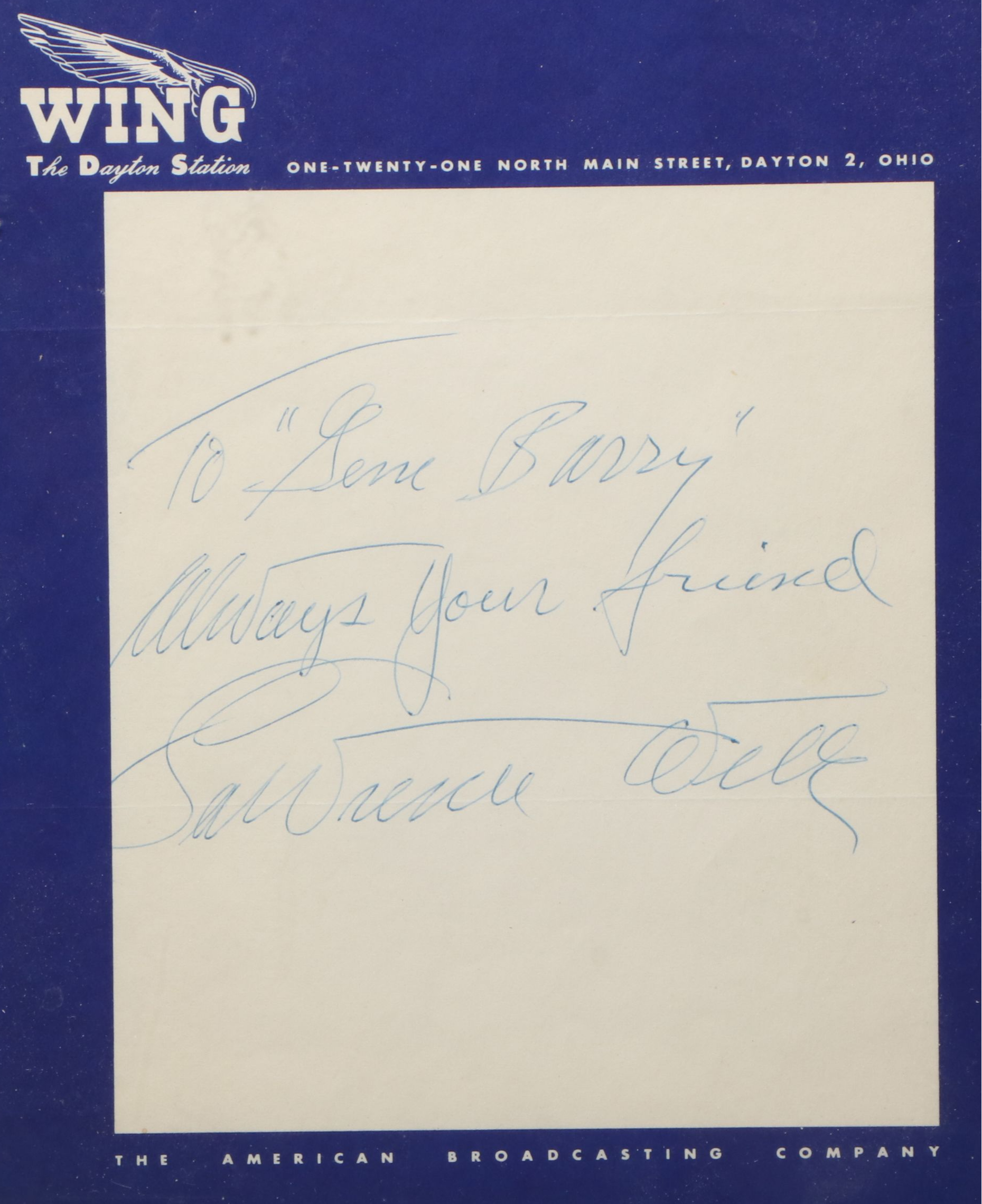 John Steinbeck Stamped Letter with Lawrence Welk Signature, Mid-20th C.
