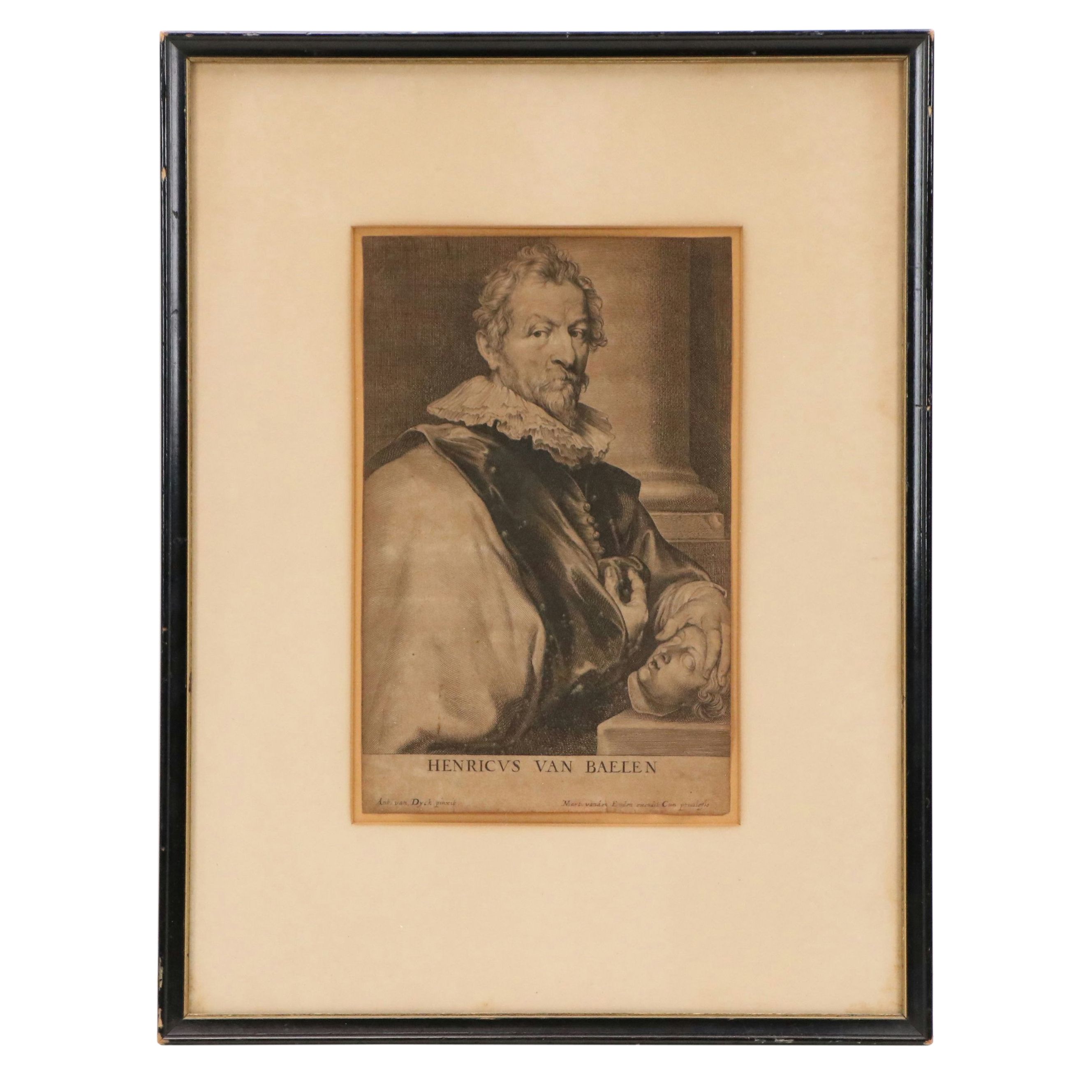 Paulus Pontius Engraving "Portrait of Henricus Van Baelen," 17th Century