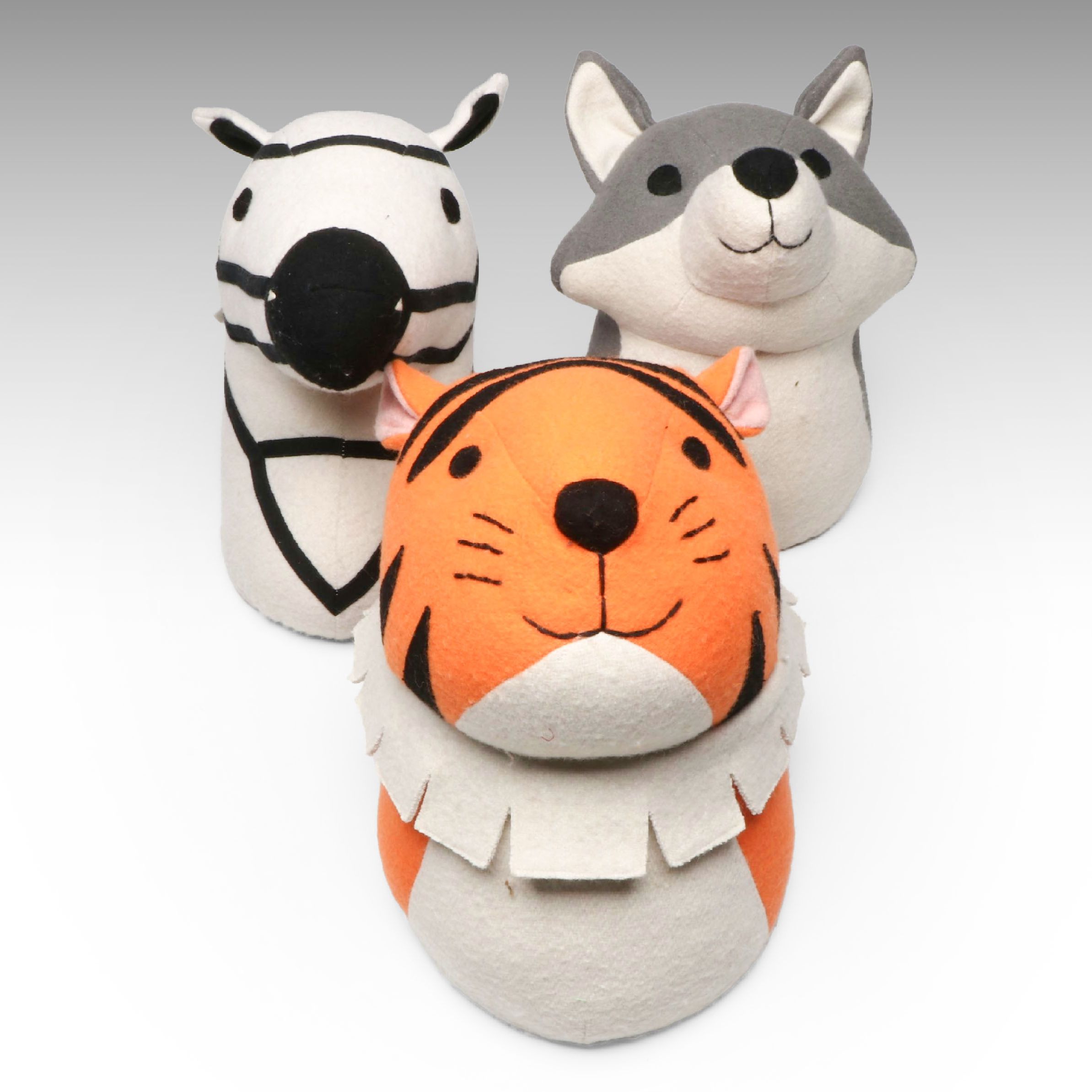 Pillowfort Tiger, Wolf and Zebra Plush Head Wall Décor