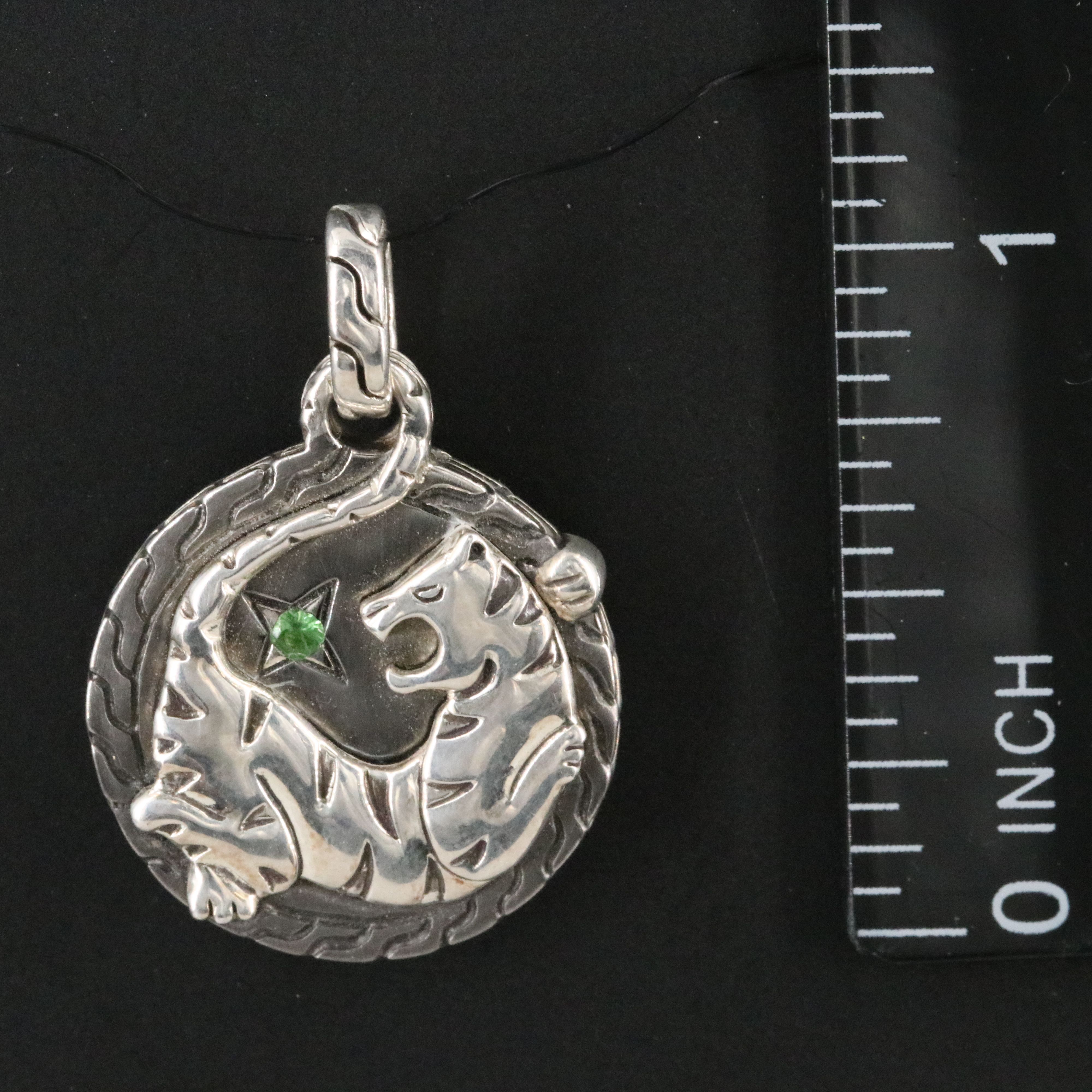 John Hardy Legends Macan Sterling Tiger Pendant with Tsavorite Accent
