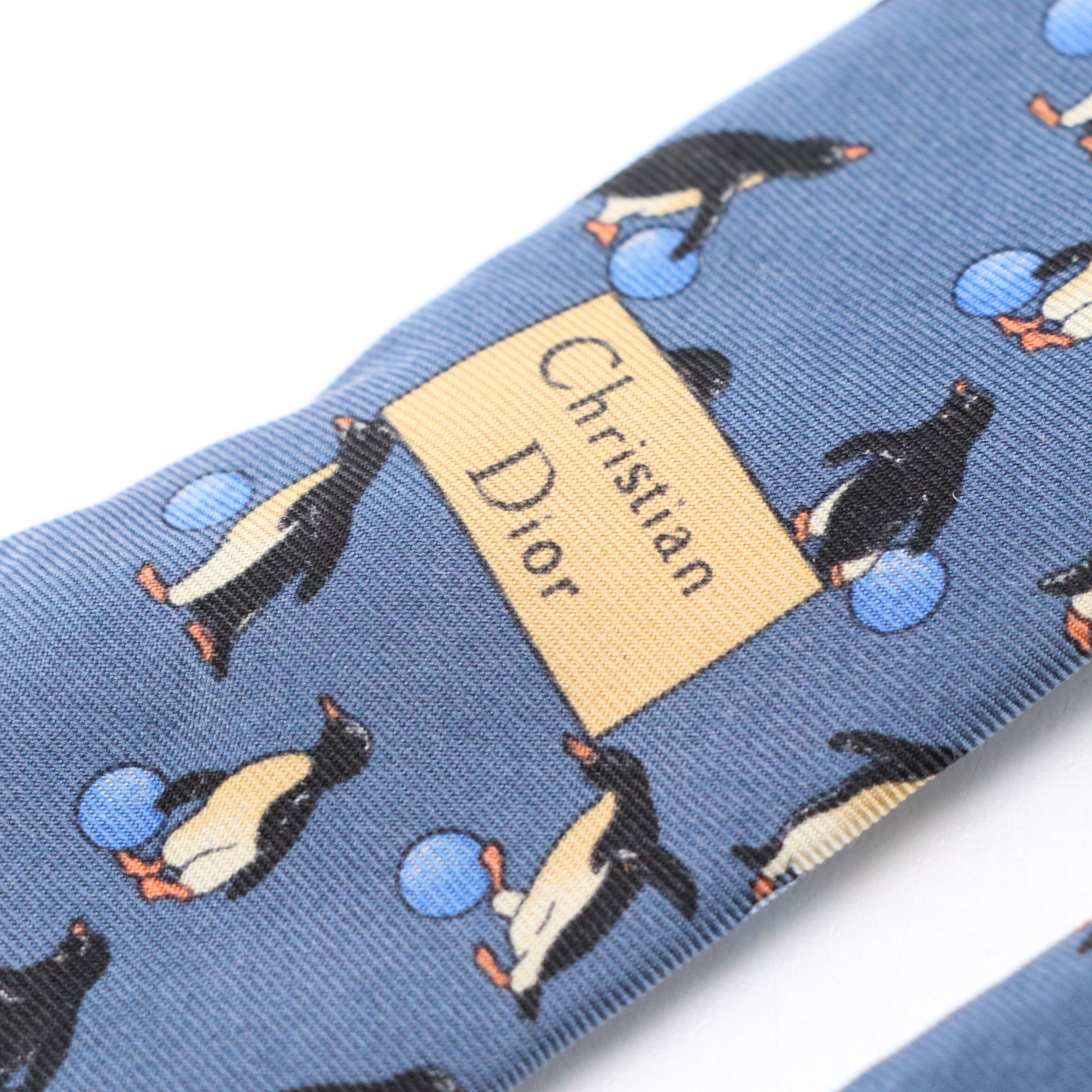 Christian Dior Penguin Printed Silk Necktie