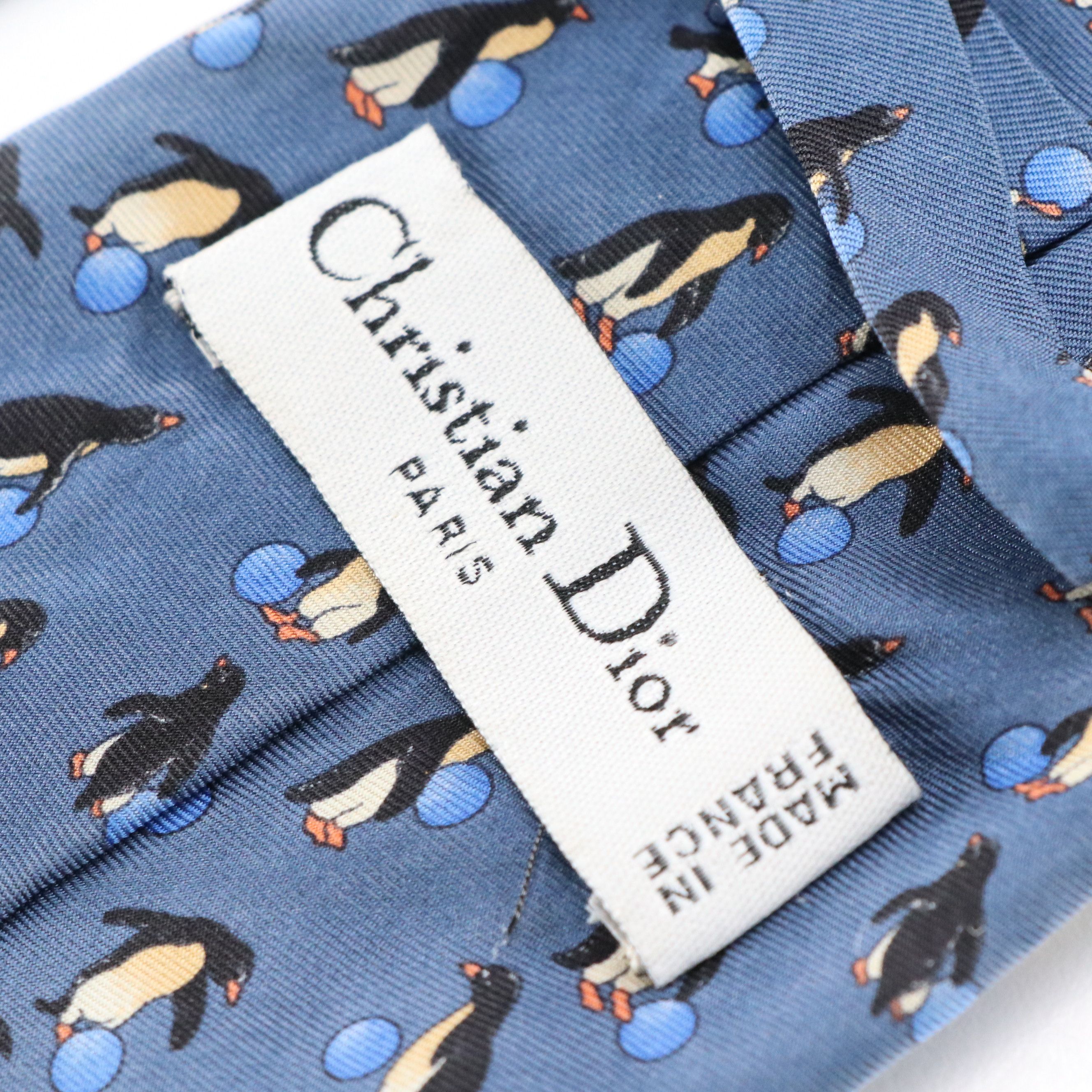 Christian Dior Penguin Printed Silk Necktie