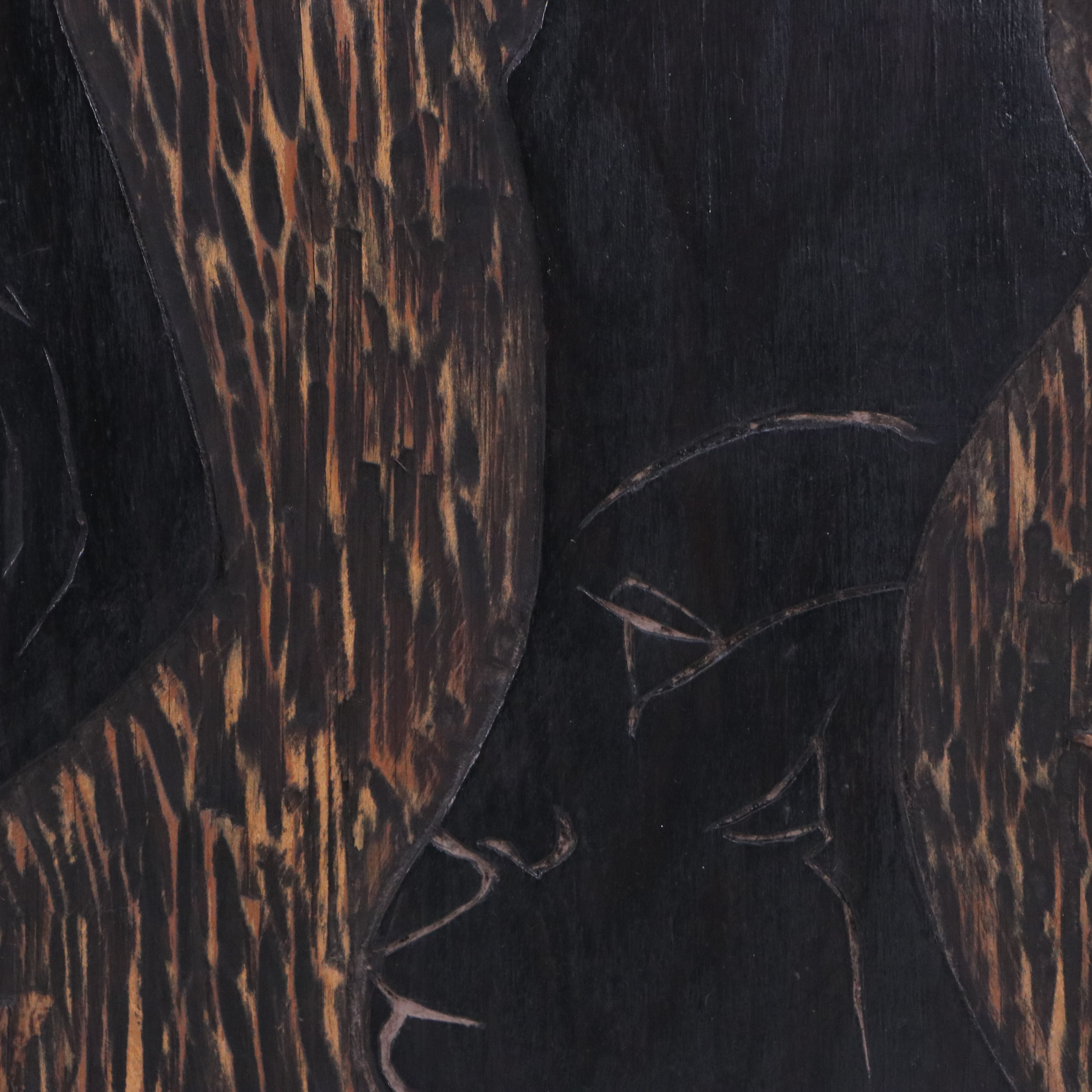 Elizabeth Monath Carved Wood Plaque "Intervals," Circa 1970