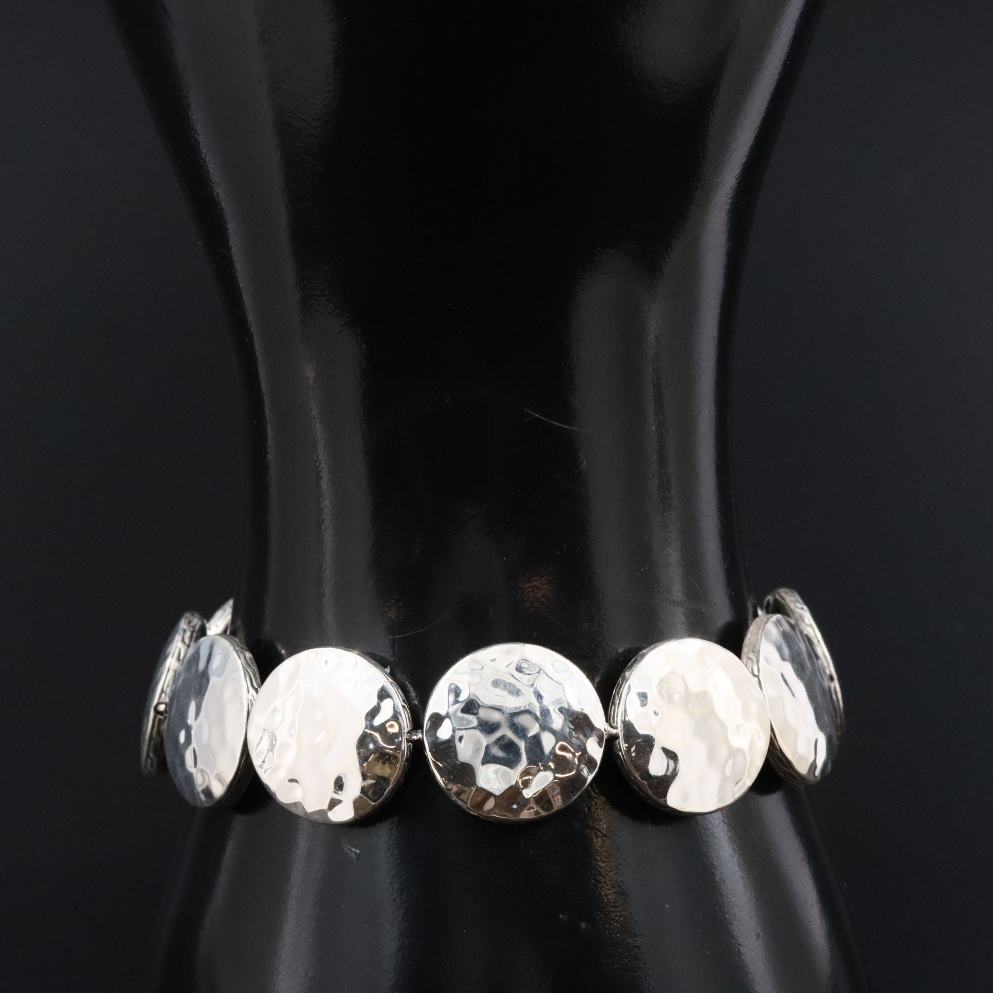 John Hardy Palu Sterling Hammered Disc Link Bracelet