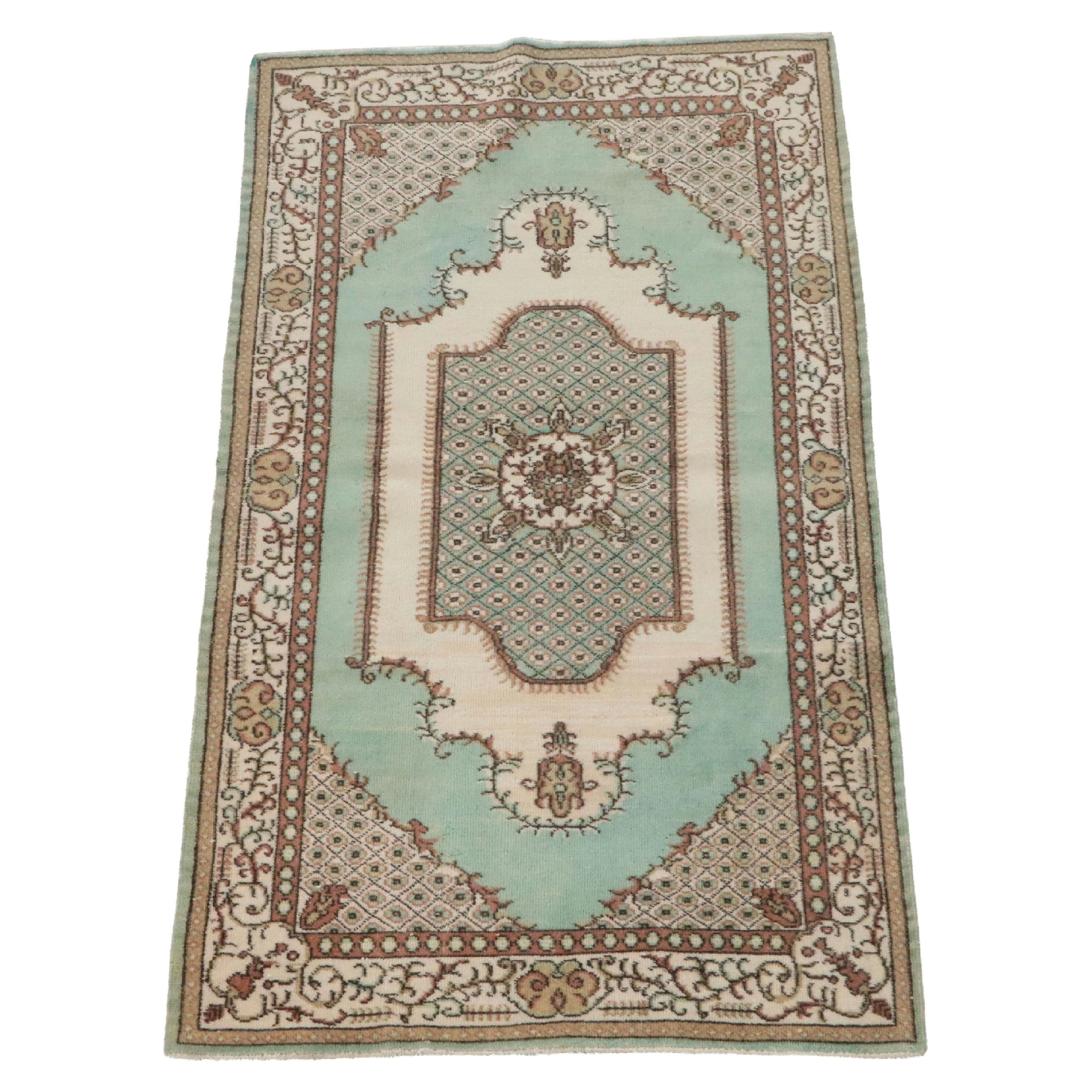 3'11 x 6'11 Hand-Knotted Turkish Anatolian Garden Medallion Area Rug