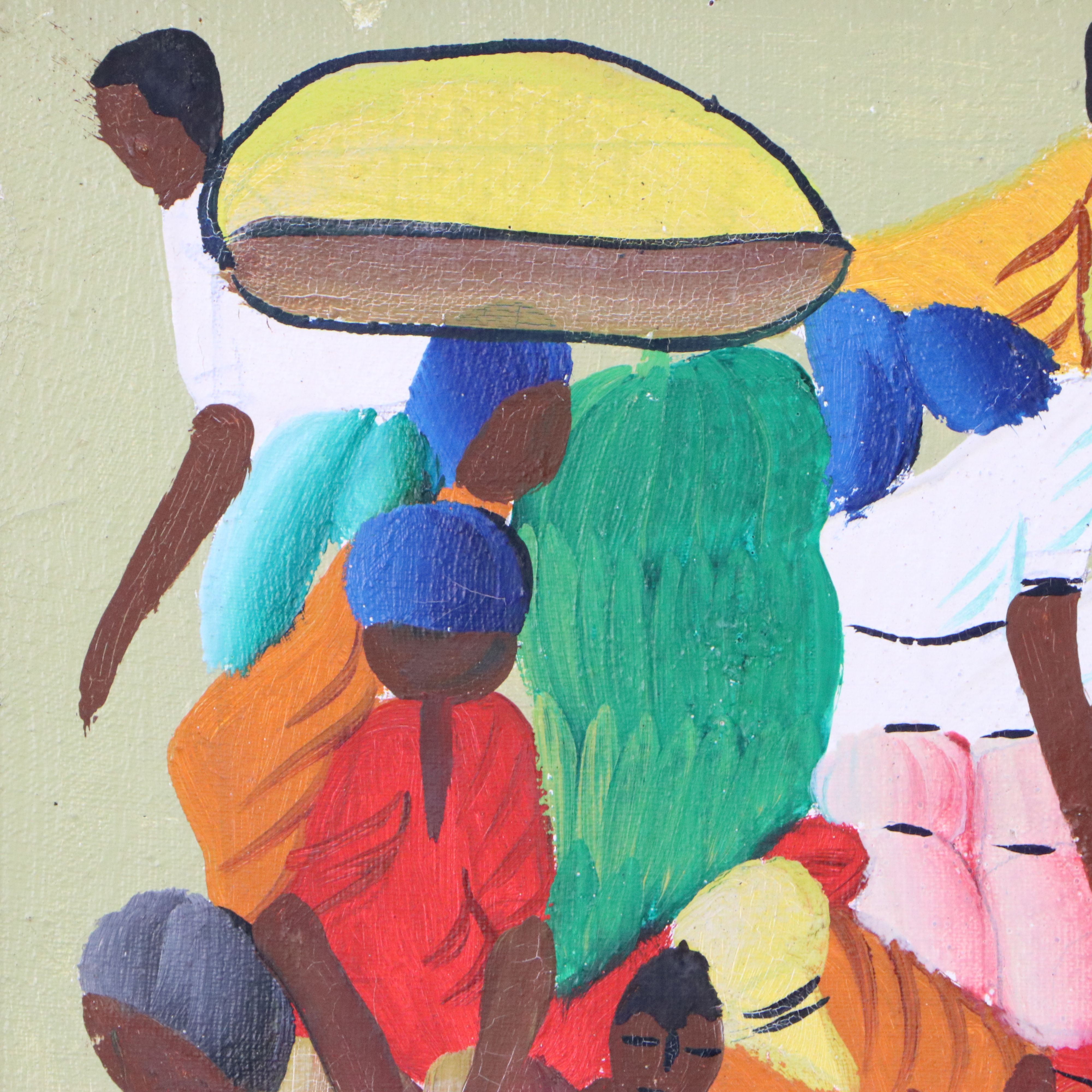 Louis Juste Haitian Oil Painting of Market Scene