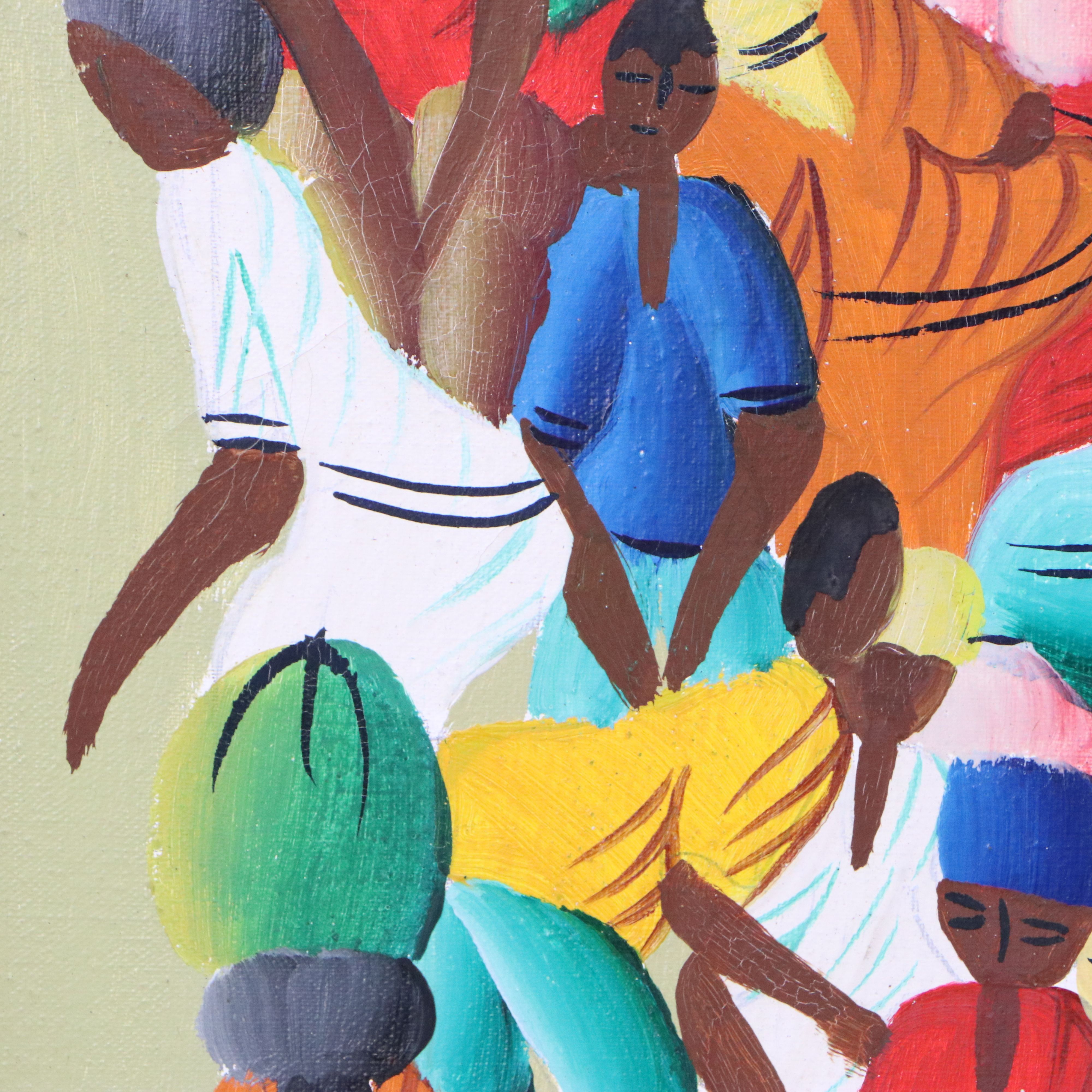 Louis Juste Haitian Oil Painting of Market Scene