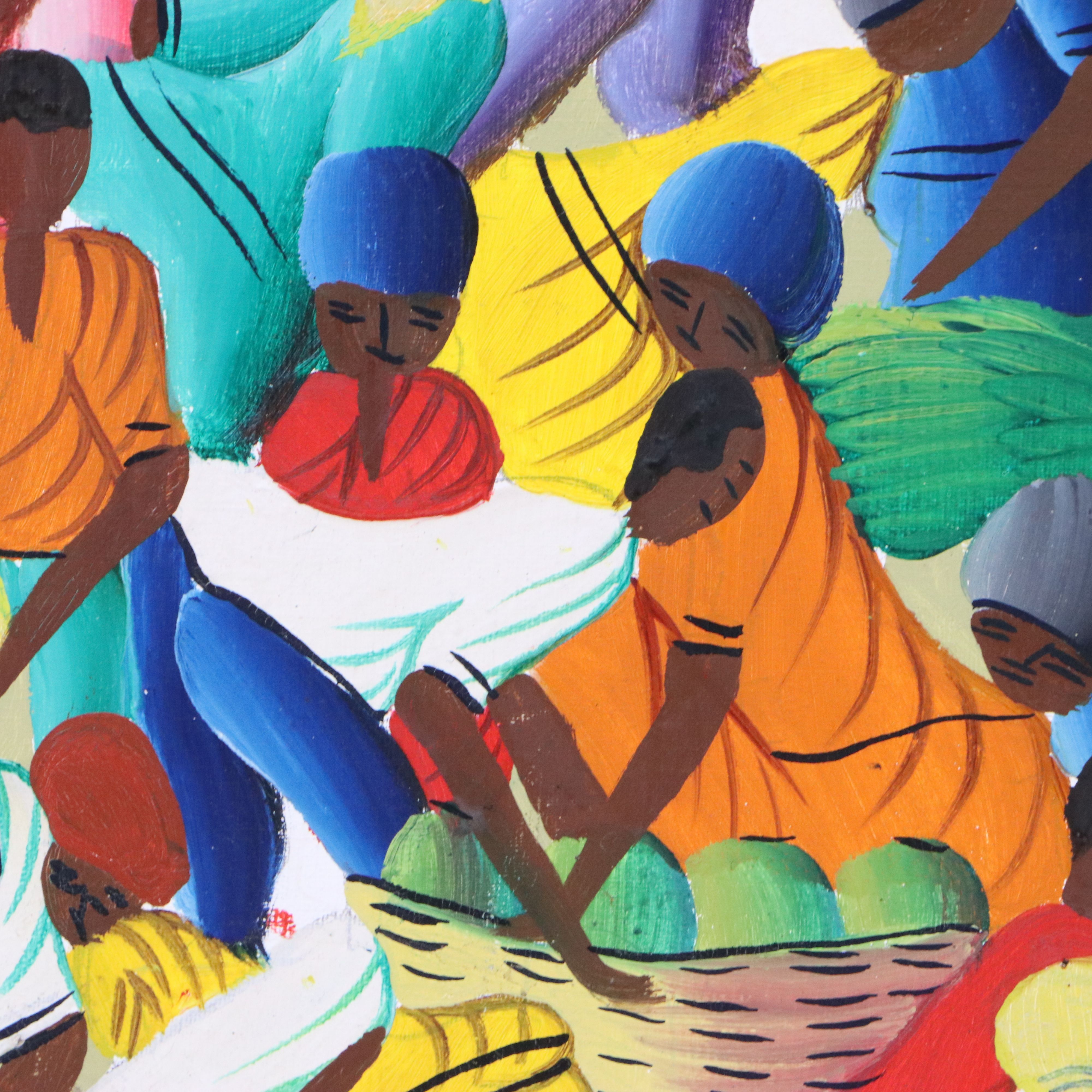 Louis Juste Haitian Oil Painting of Market Scene