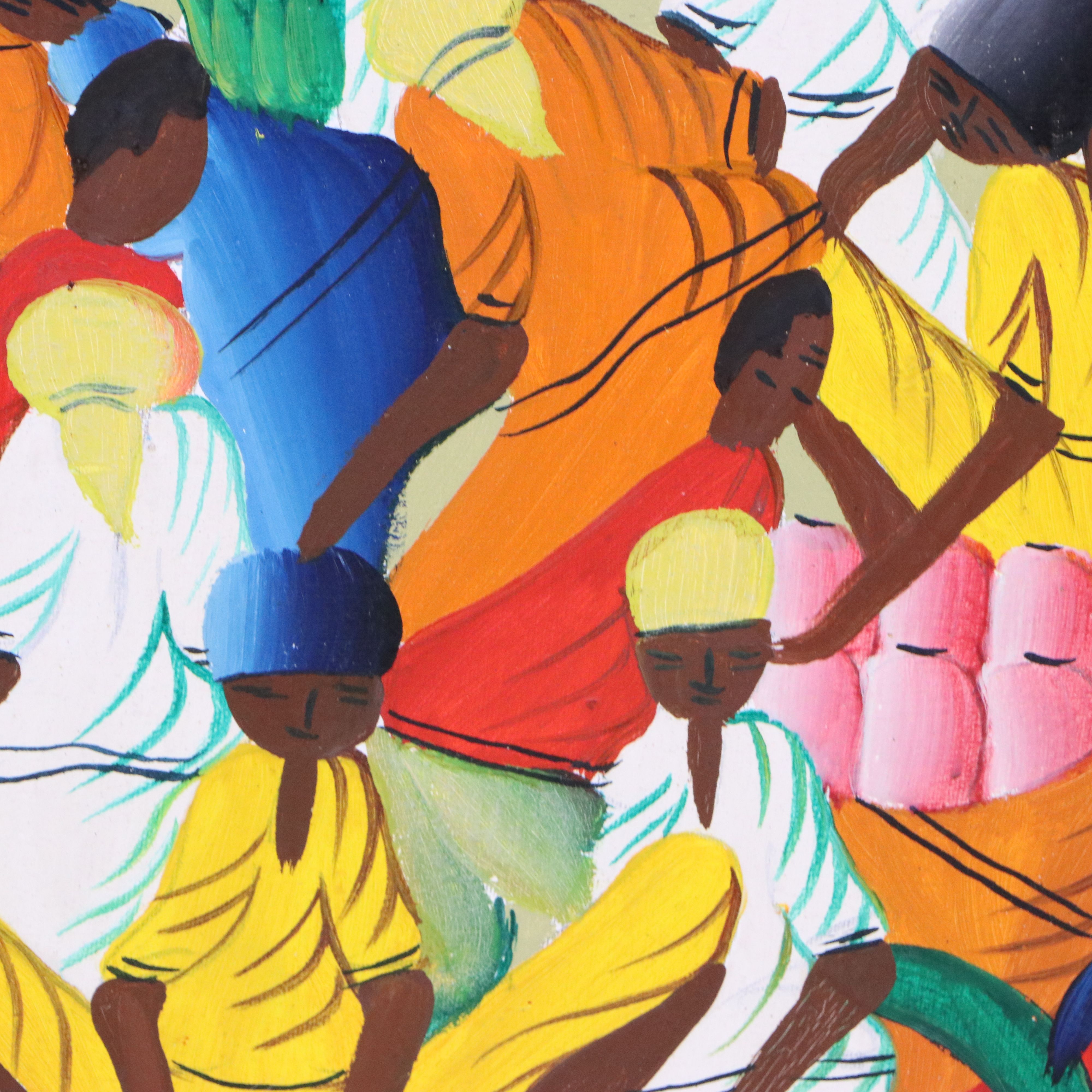 Louis Juste Haitian Oil Painting of Market Scene