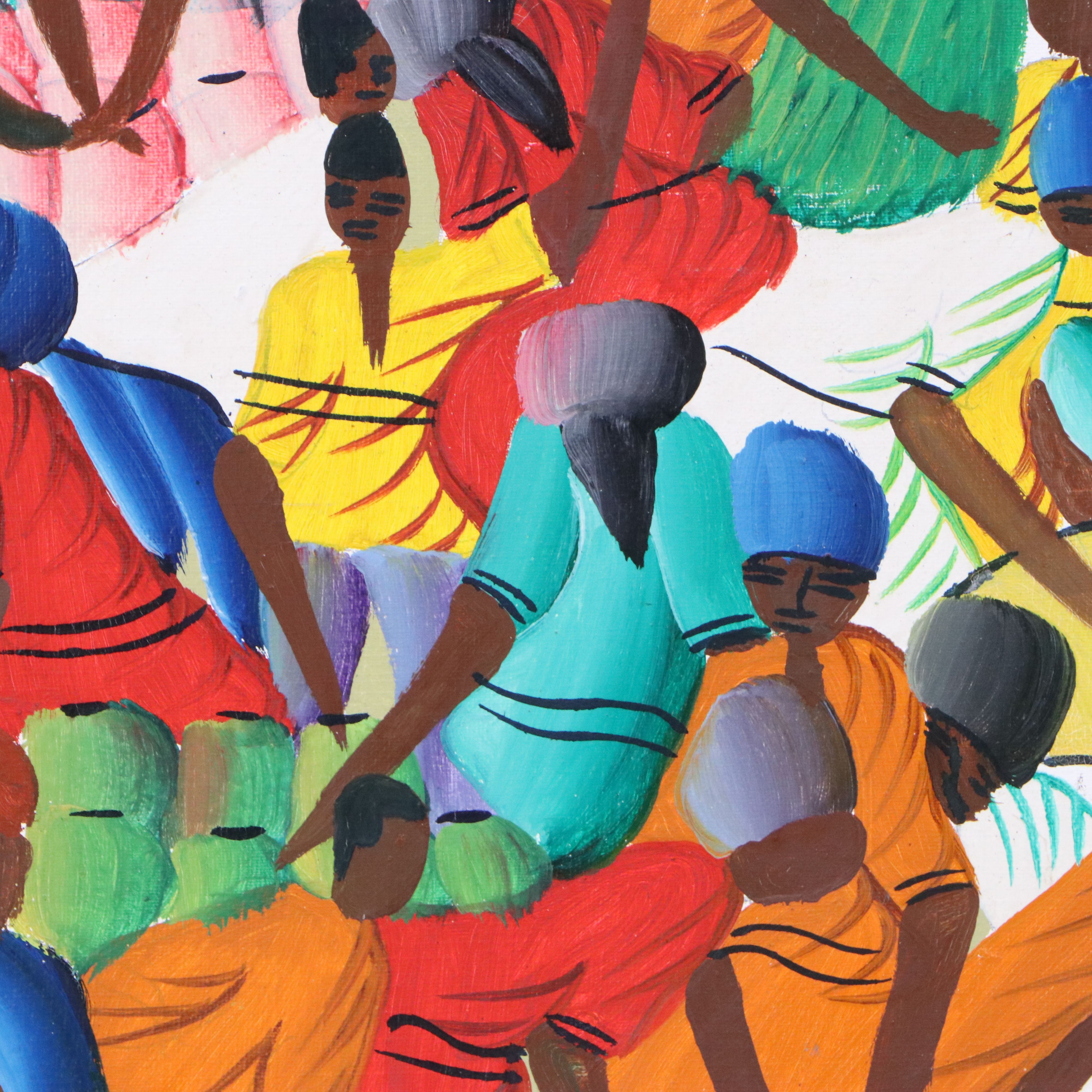 Louis Juste Haitian Oil Painting of Market Scene