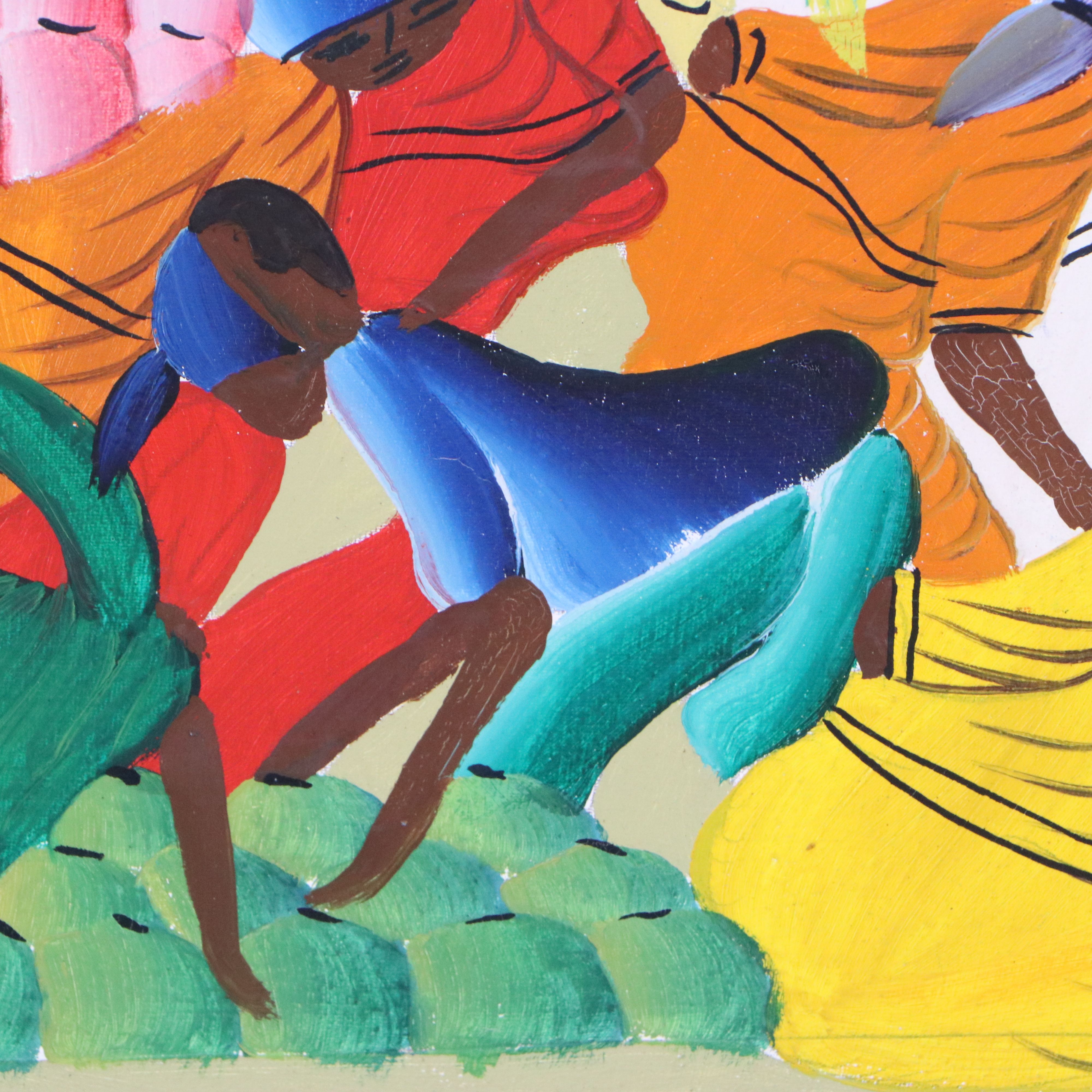 Louis Juste Haitian Oil Painting of Market Scene