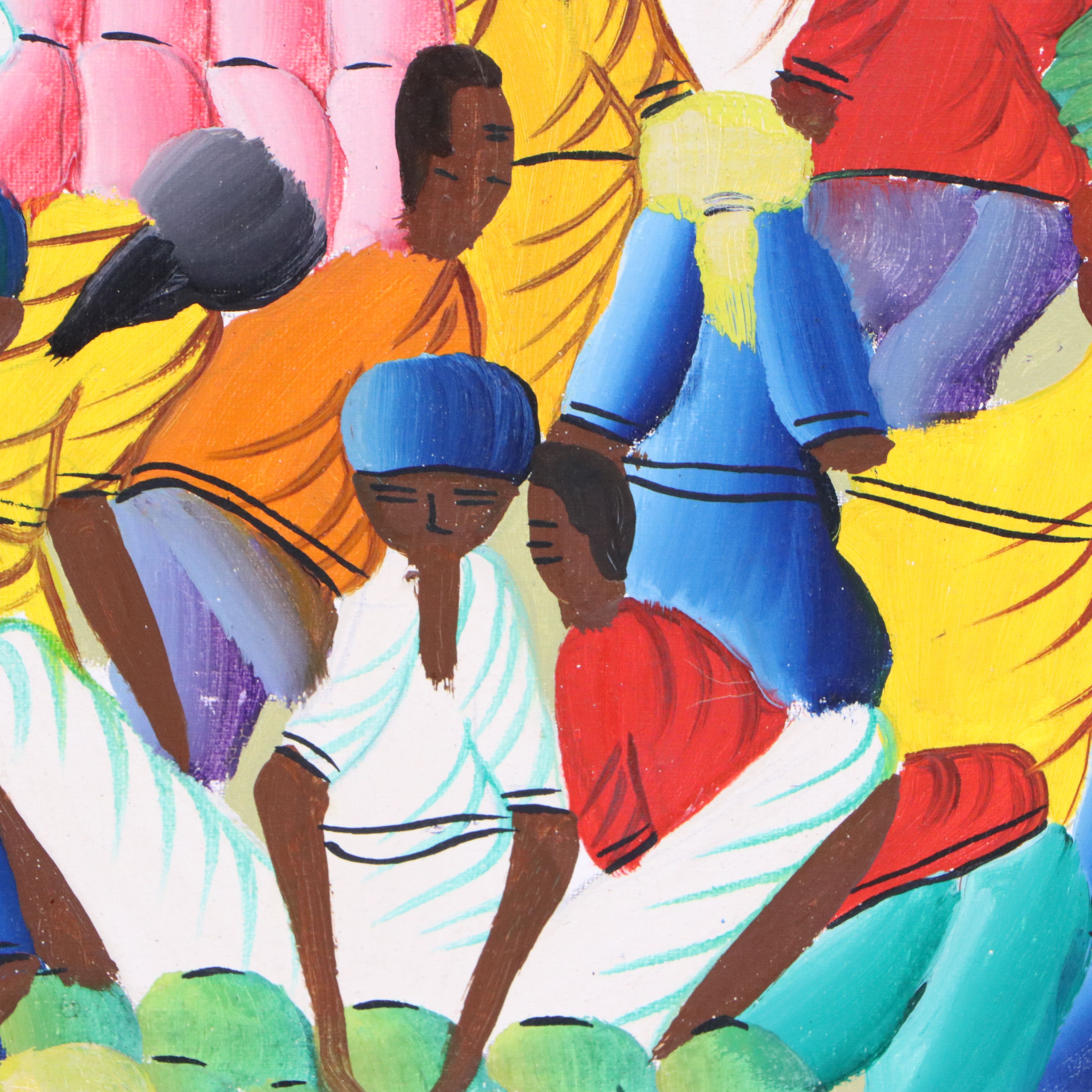 Louis Juste Haitian Oil Painting of Market Scene